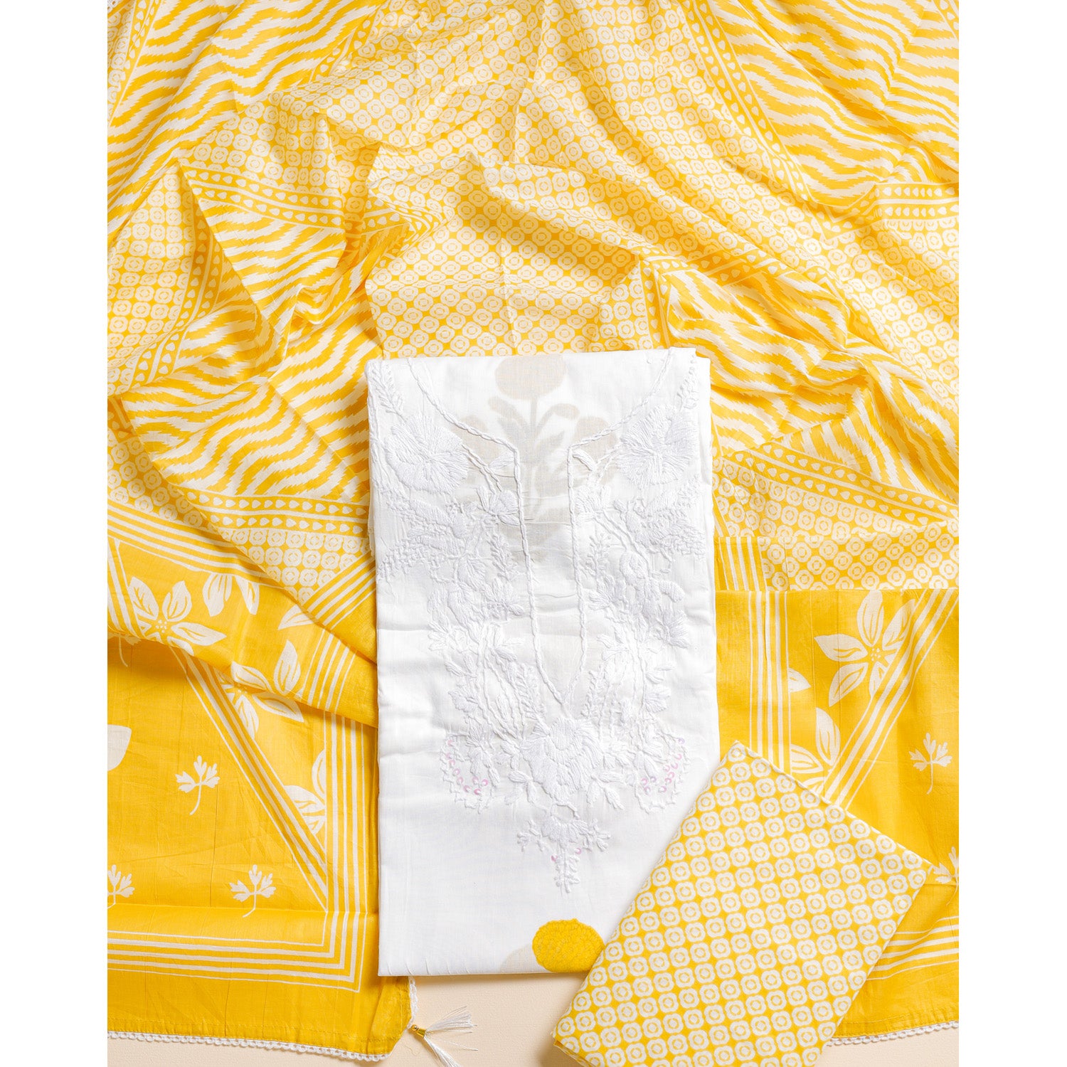 PURE COTTON LUCKNOWI SUIT SET