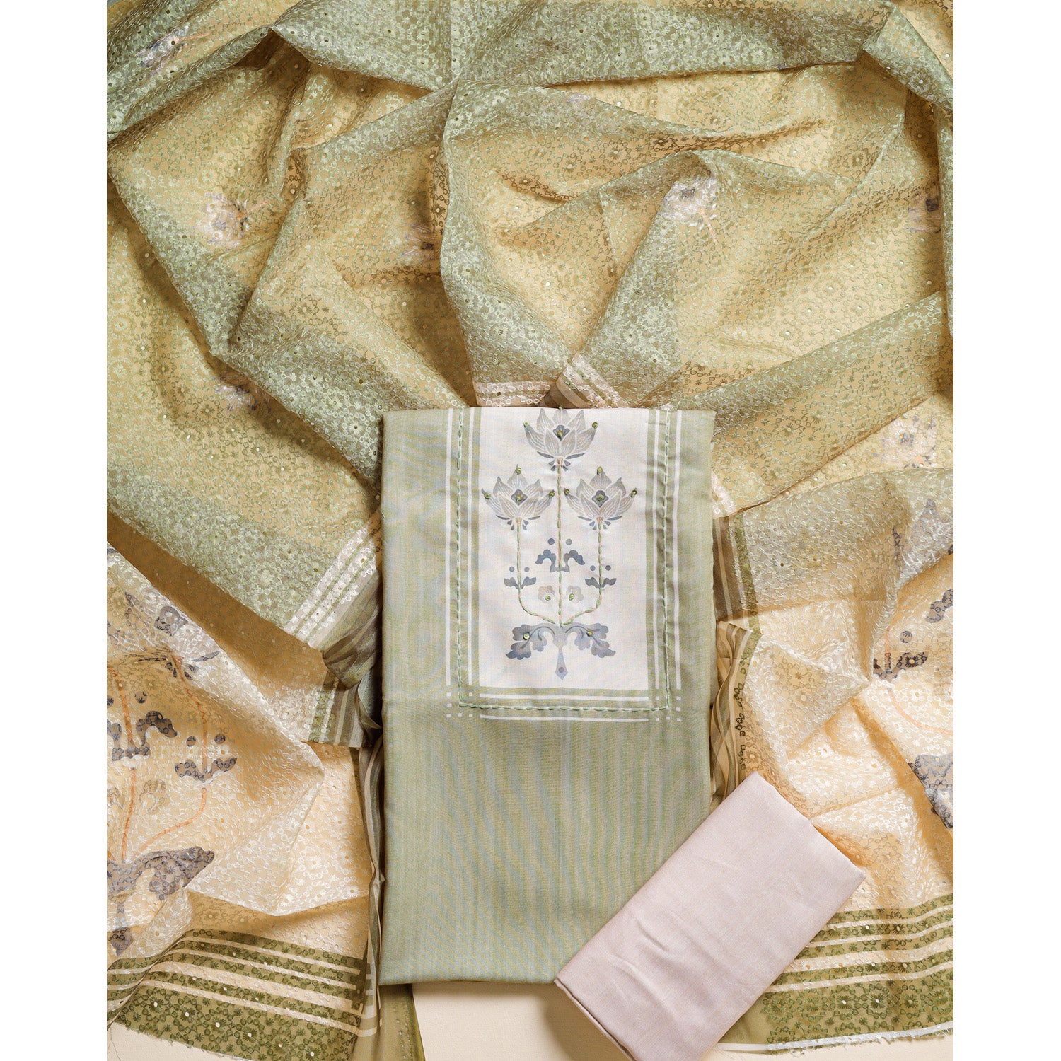 CHANDERI SILK PRINTED 2 PIECE SET