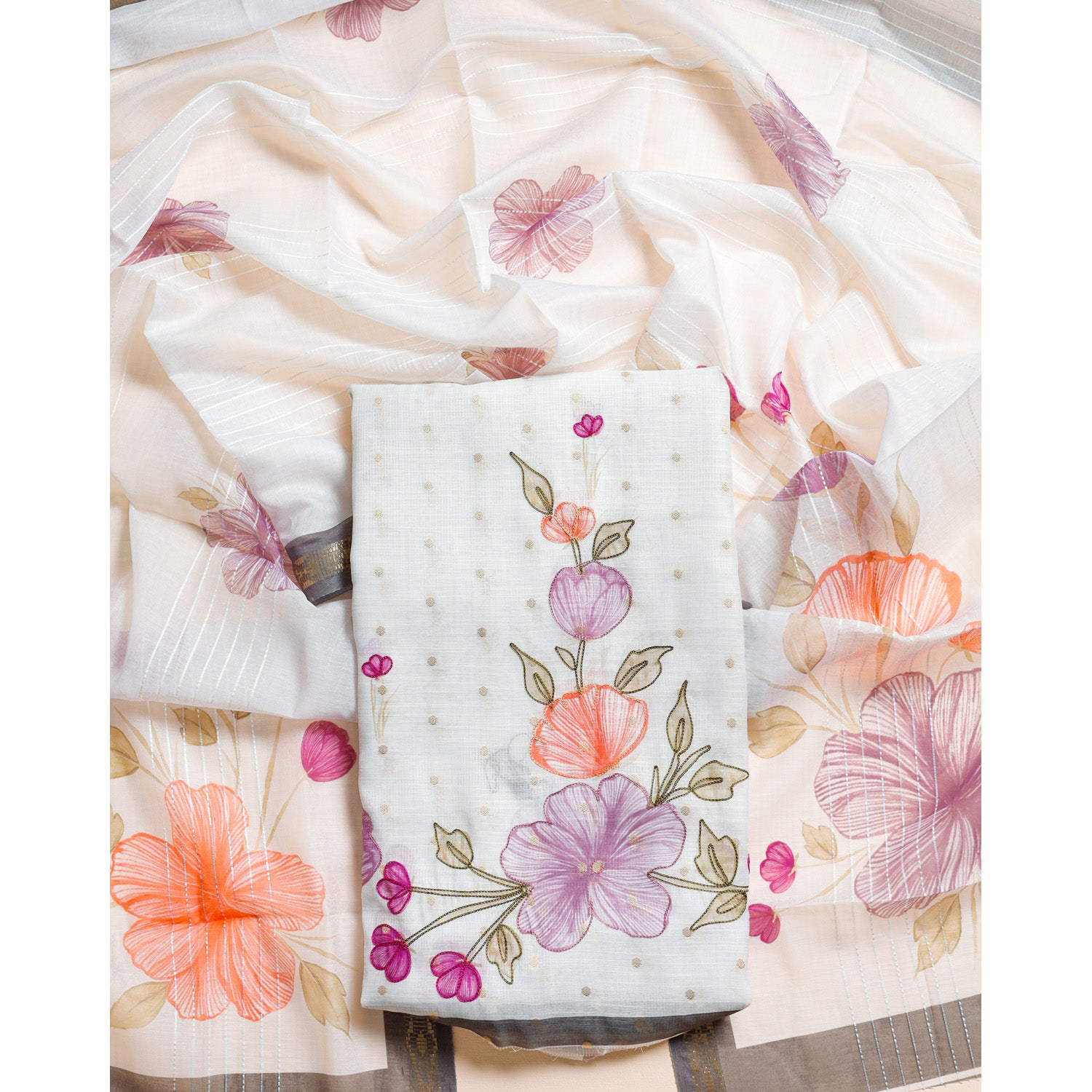 CHANDERI SILK EMBROIDERED 2 PIECE SET