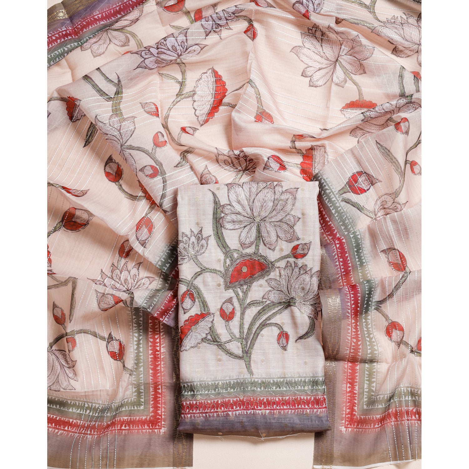 CHANDERI SILK EMBROIDERED 2 PIECE SET
