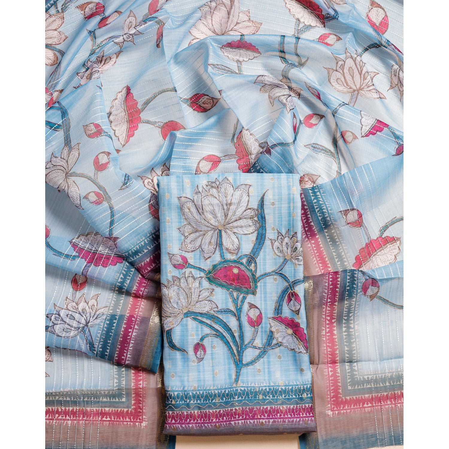 CHANDERI SILK EMBROIDERED 2 PIECE SET