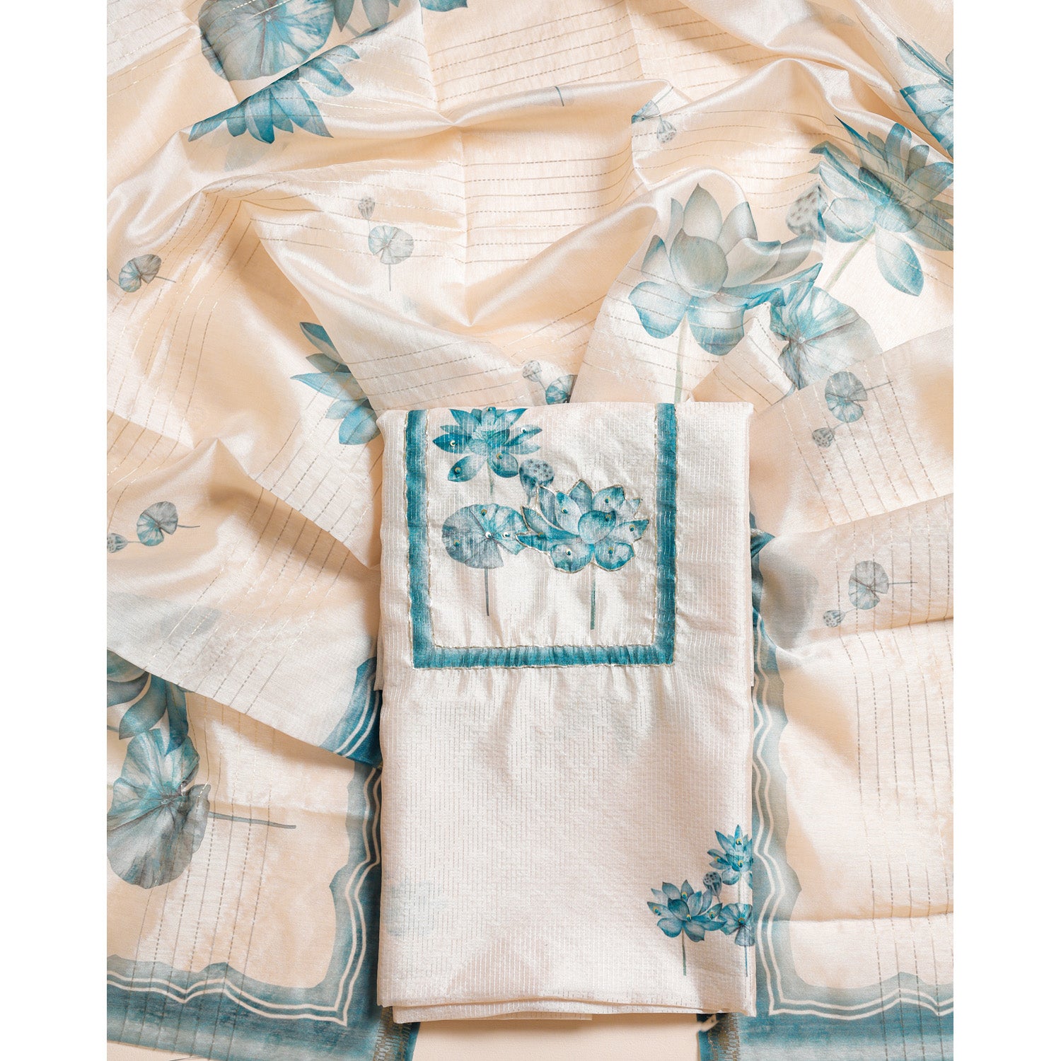CHANDERI TISSUE SILK EMBROIDERED 2 PIECE SET