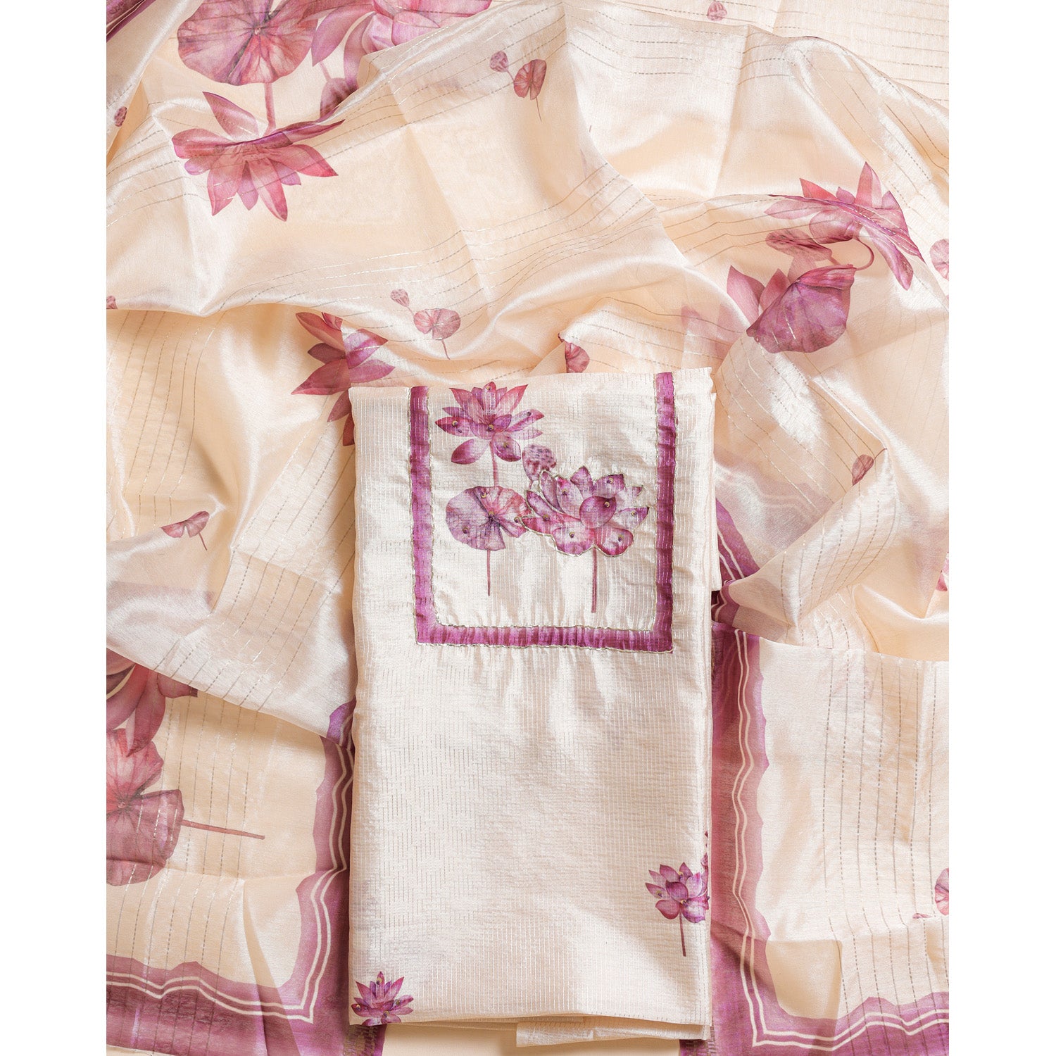 CHANDERI TISSUE SILK EMBROIDERED 2 PIECE SET