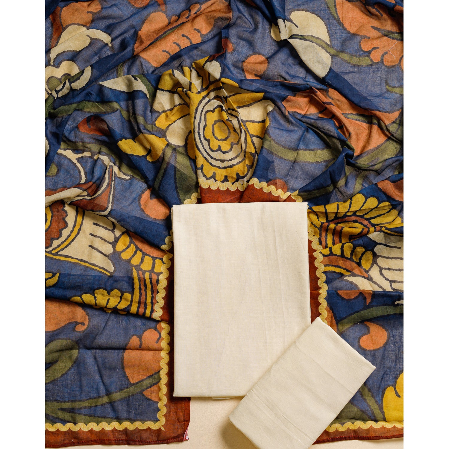 PURE COTTON MUL KALAMKARI SUIT SET