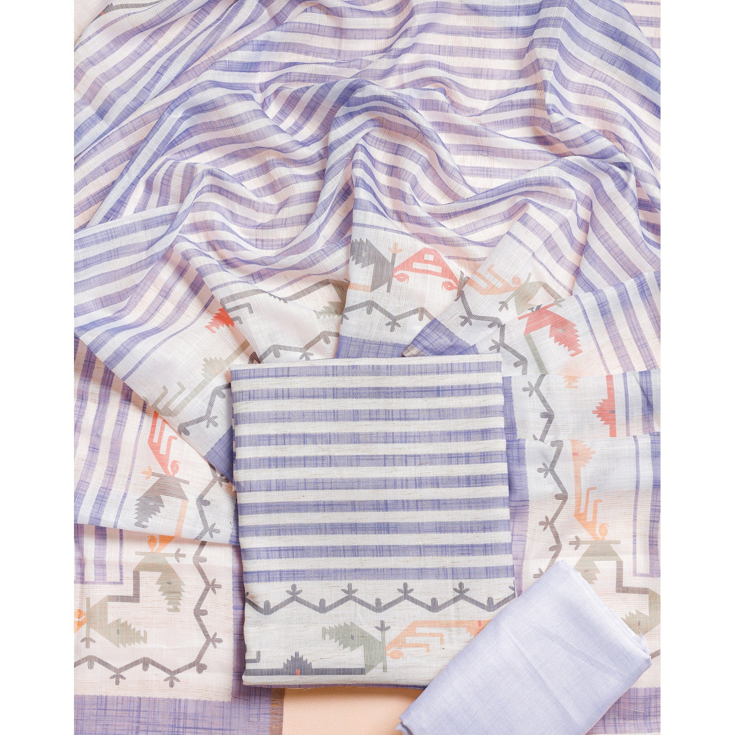 SEMI LINEN PRINTED JAMDHANI SUIT SET