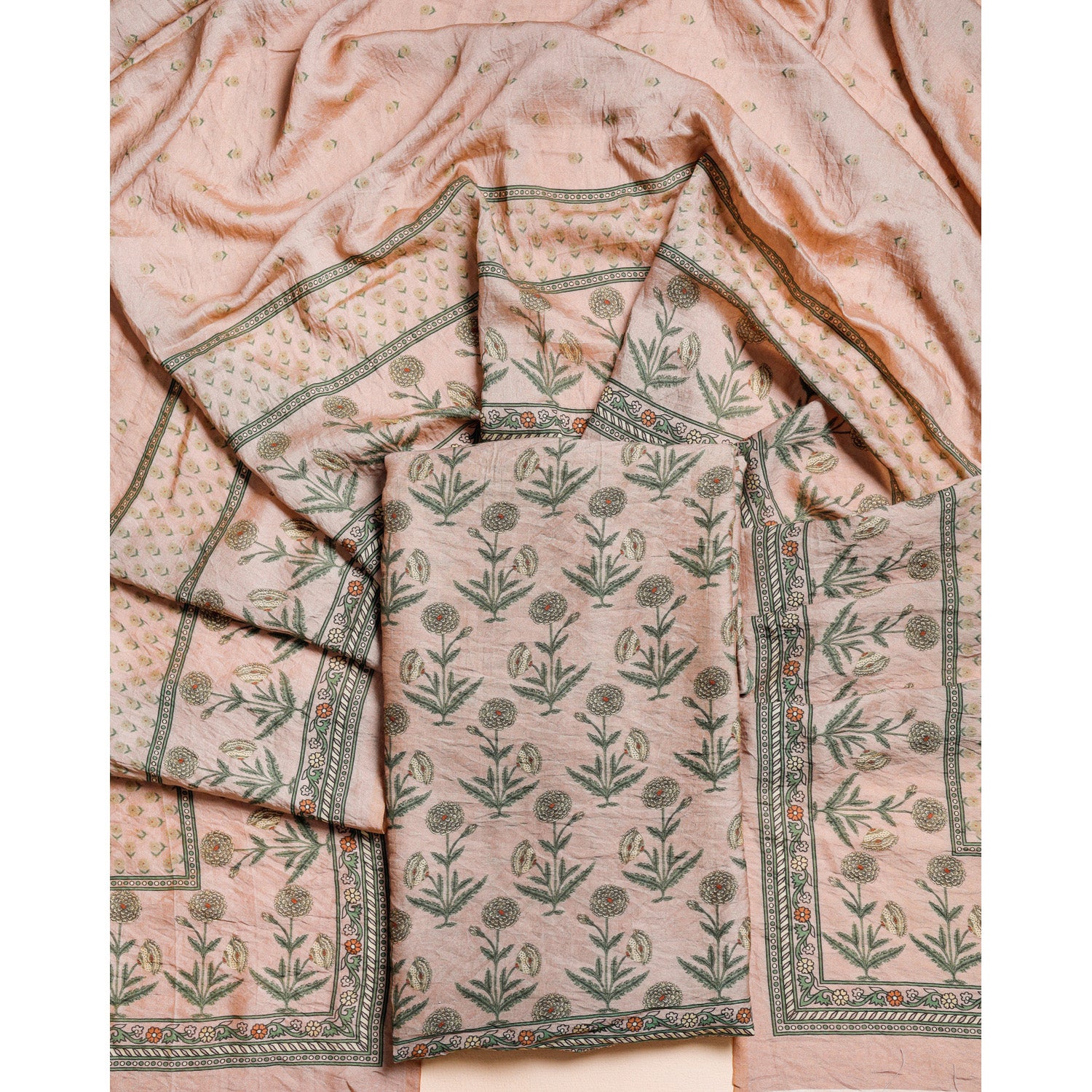 DESI GULBAGH MOGRA CHANDERI 2 PIECE SET