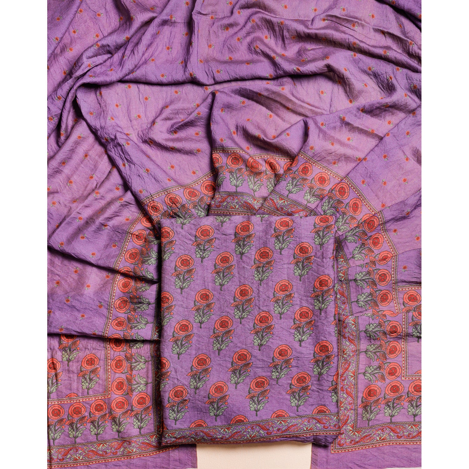 DESI GULBAGH MOGRA CHANDERI 2 PIECE SET