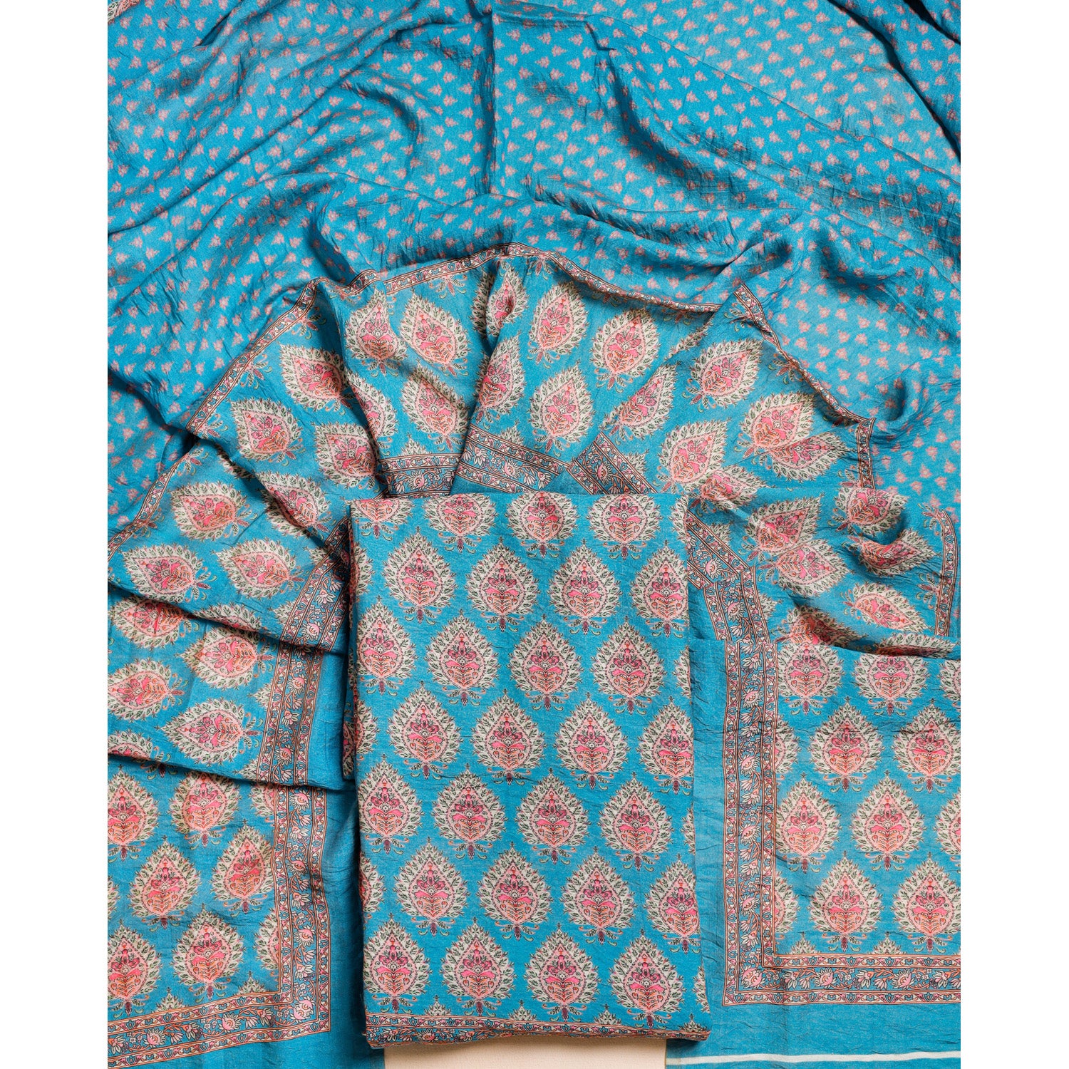 DESI GULBAGH MOGRA CHANDERI 2 PIECE SET