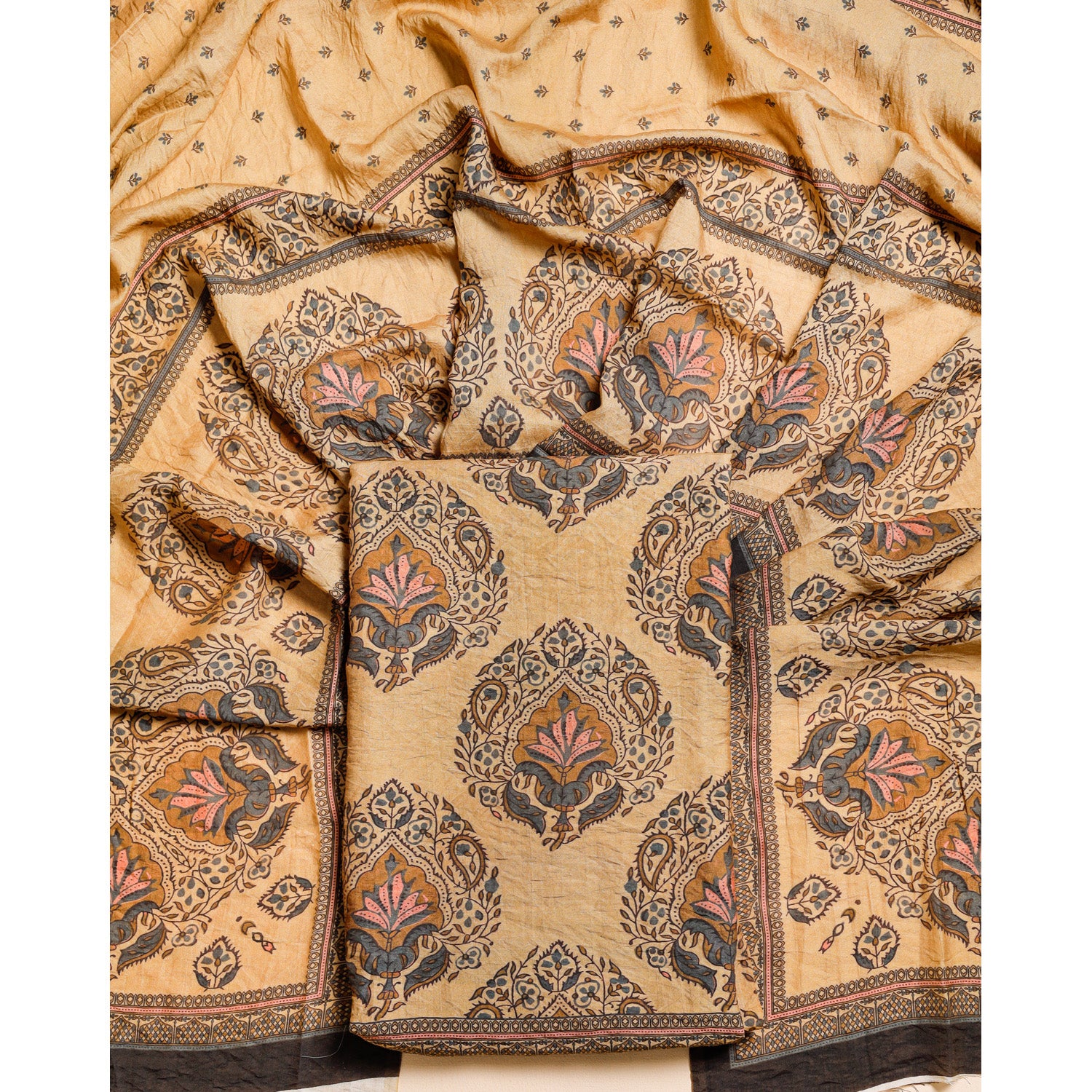 DESI GULBAGH MOGRA CHANDERI 2 PIECE SET