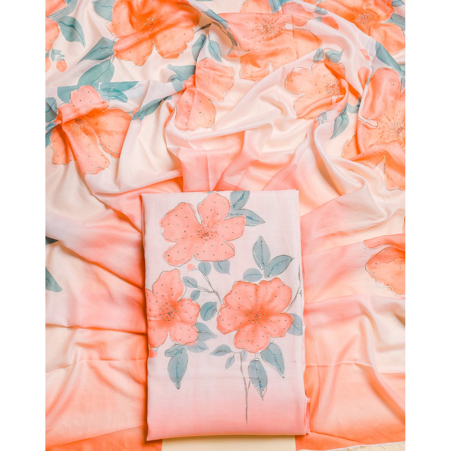 PURE COTTON FOIL WORK 2 PIECE SET