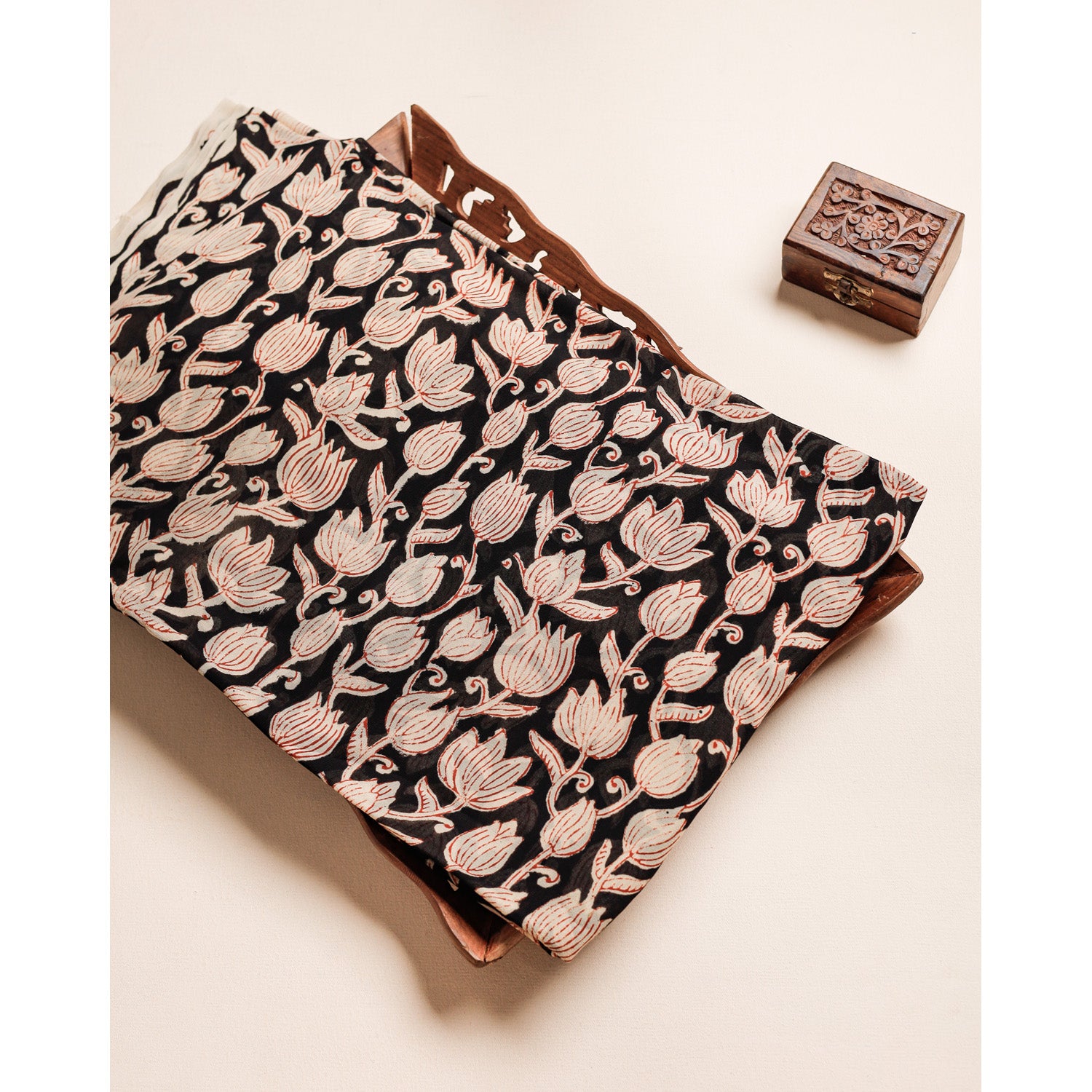 PURE GEORGETTE BAGRU HANDBLOCK PRINTED FABRIC