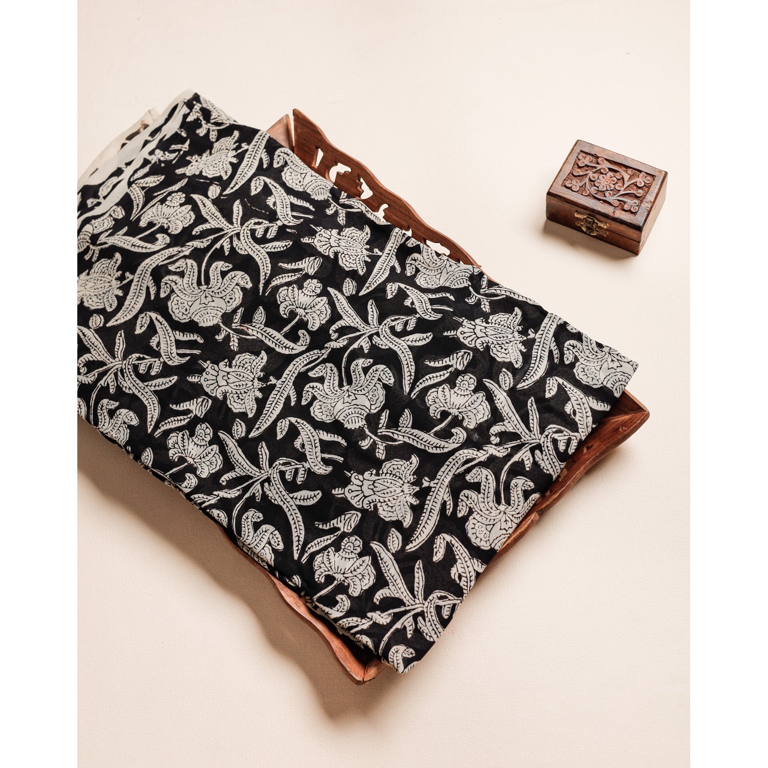 PURE GEORGETTE BAGRU HANDBLOCK PRINTED FABRIC