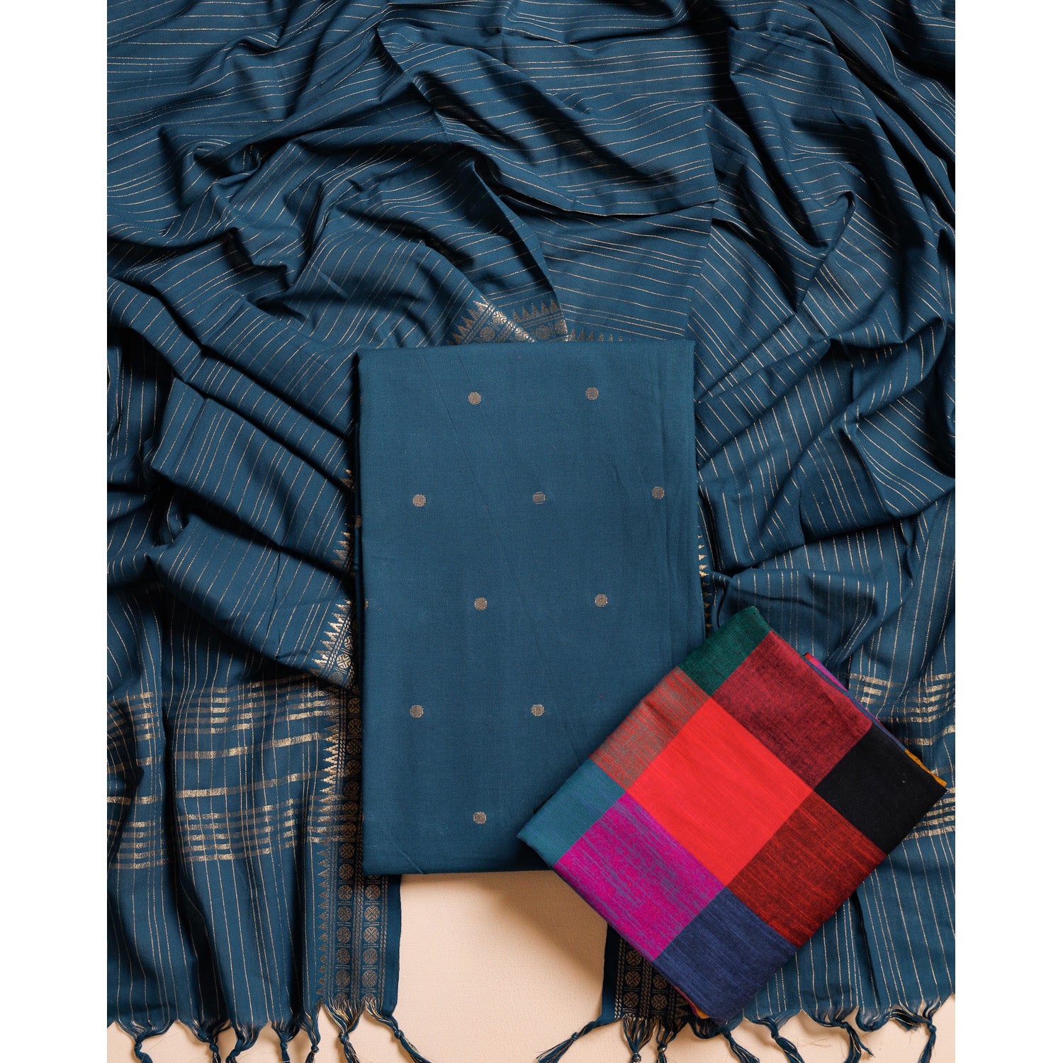 HERITAGE COTTON HANDLOOM LUREX SUIT SET