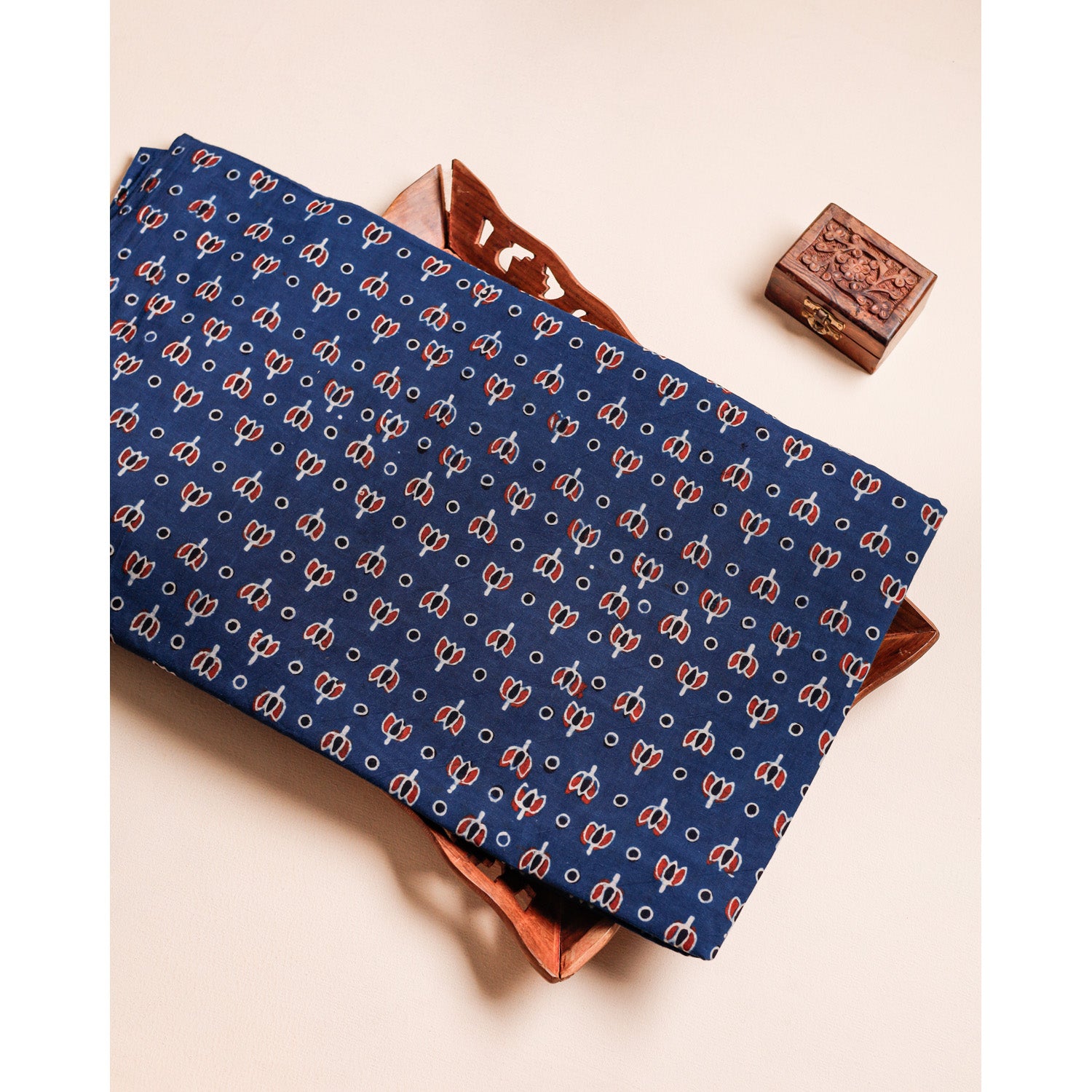PURE COTTON BLOCK PRINTED AJRAKH FABRIC