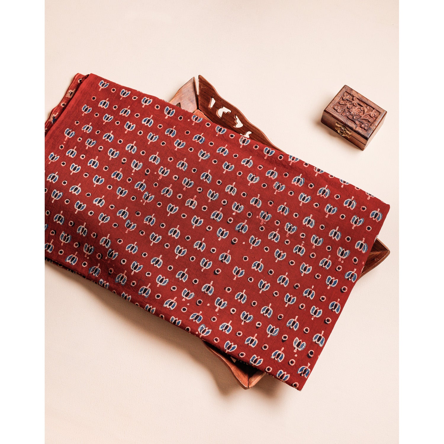 PURE COTTON BLOCK PRINTED AJRAKH FABRIC