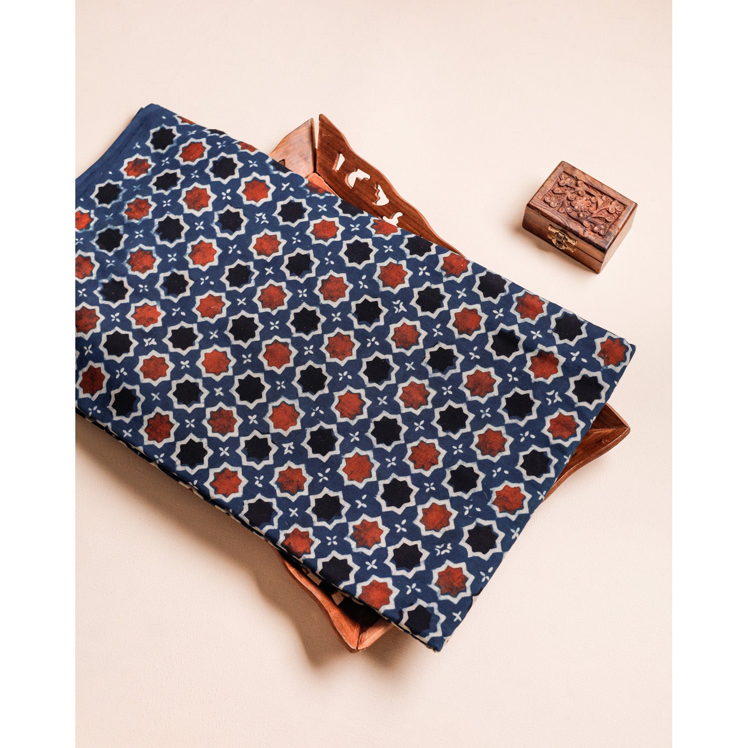PURE COTTON BLOCK PRINTED AJRAKH FABRIC