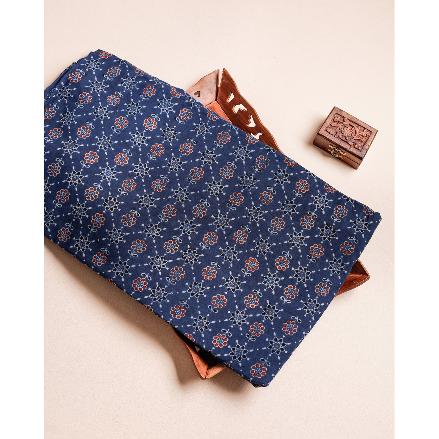 PURE COTTON BLOCK PRINTED AJRAKH FABRIC