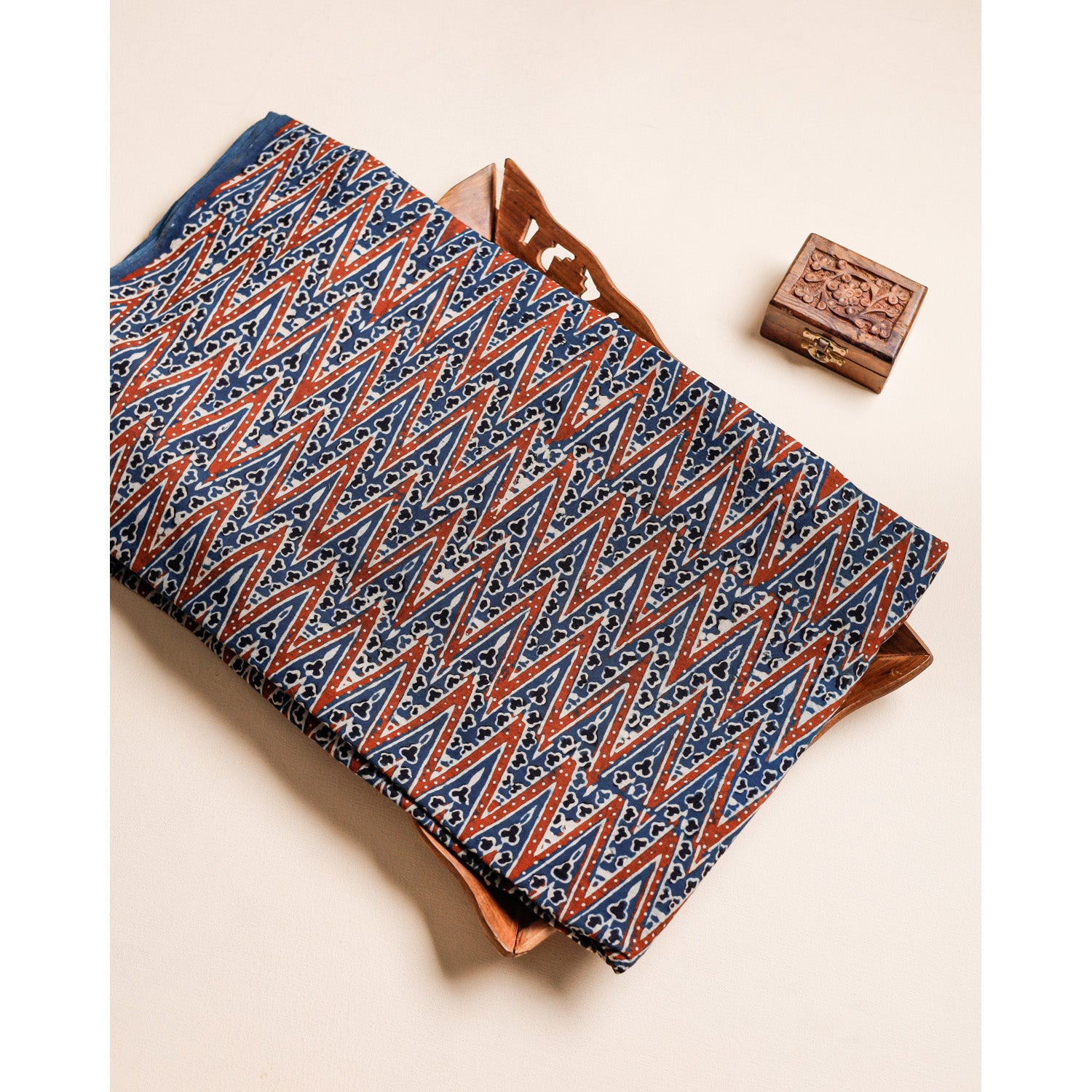 PURE COTTON BLOCK PRINTED AJRAKH FABRIC