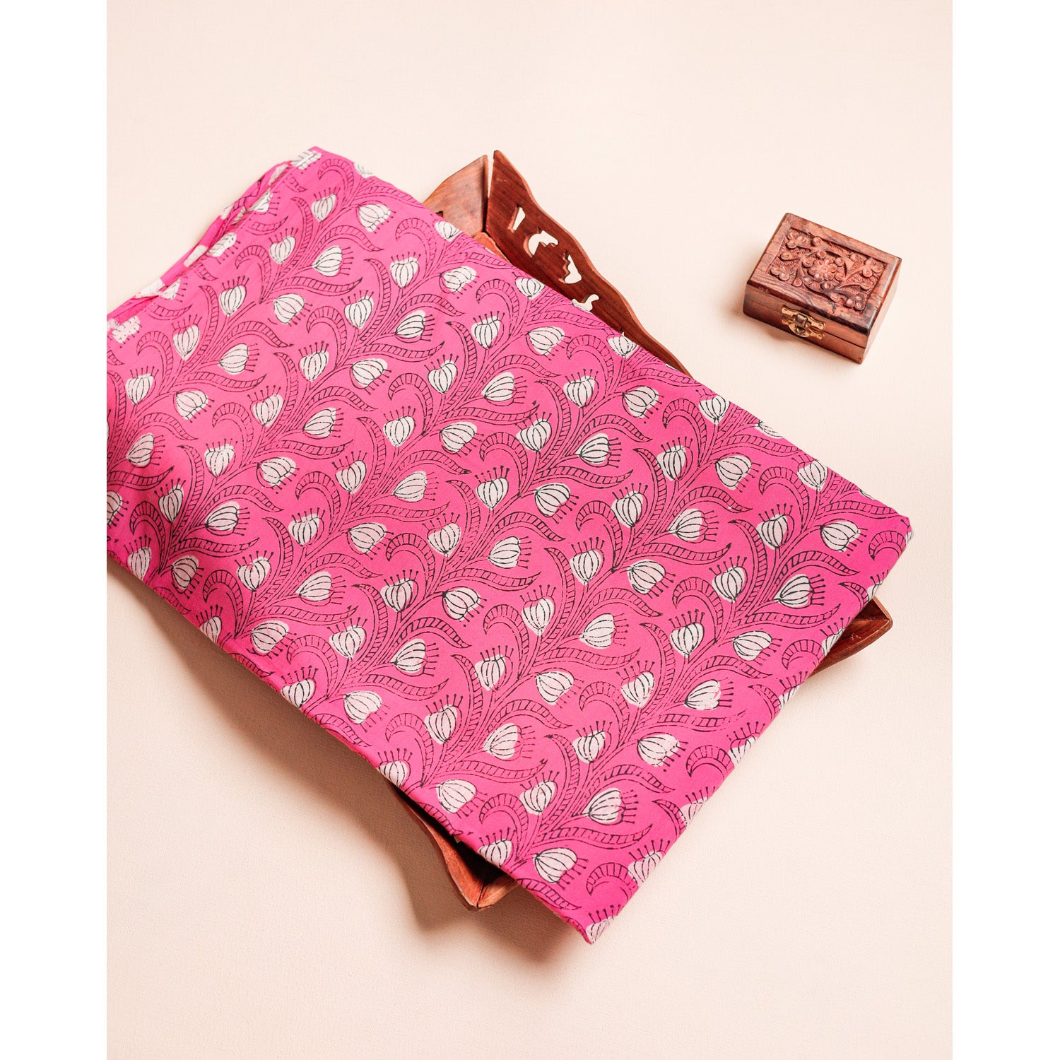 COTTON NATURAL DYE HANDBLOCK PRINTED FABRIC
