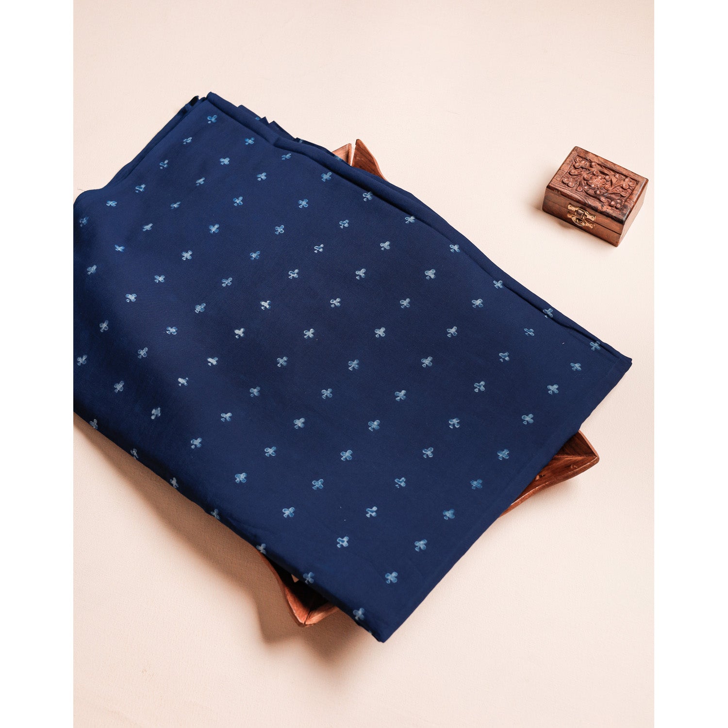 COTTON INDIGO HANDBLOCK PRINTED FABRIC