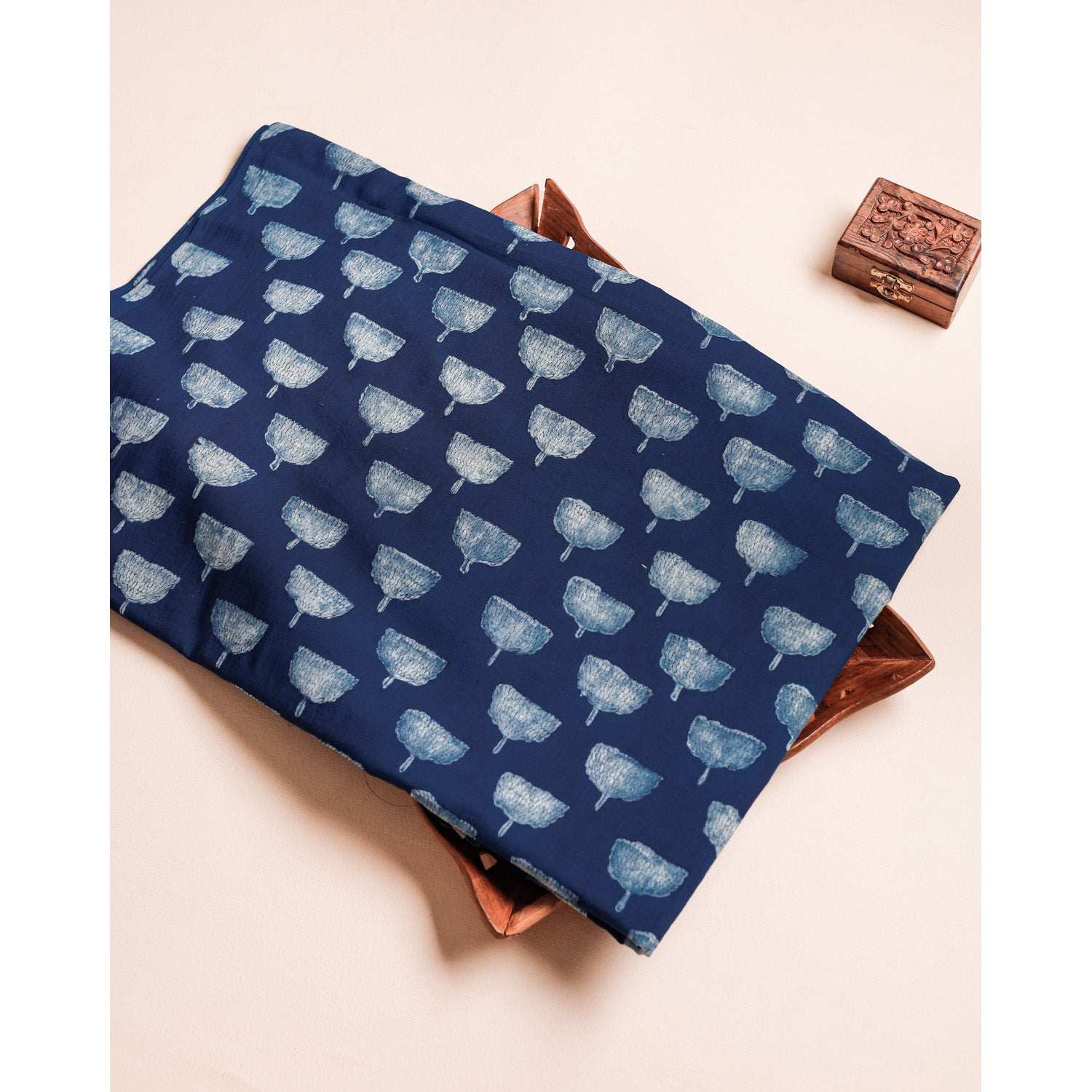 COTTON INDIGO HANDBLOCK PRINTED FABRIC