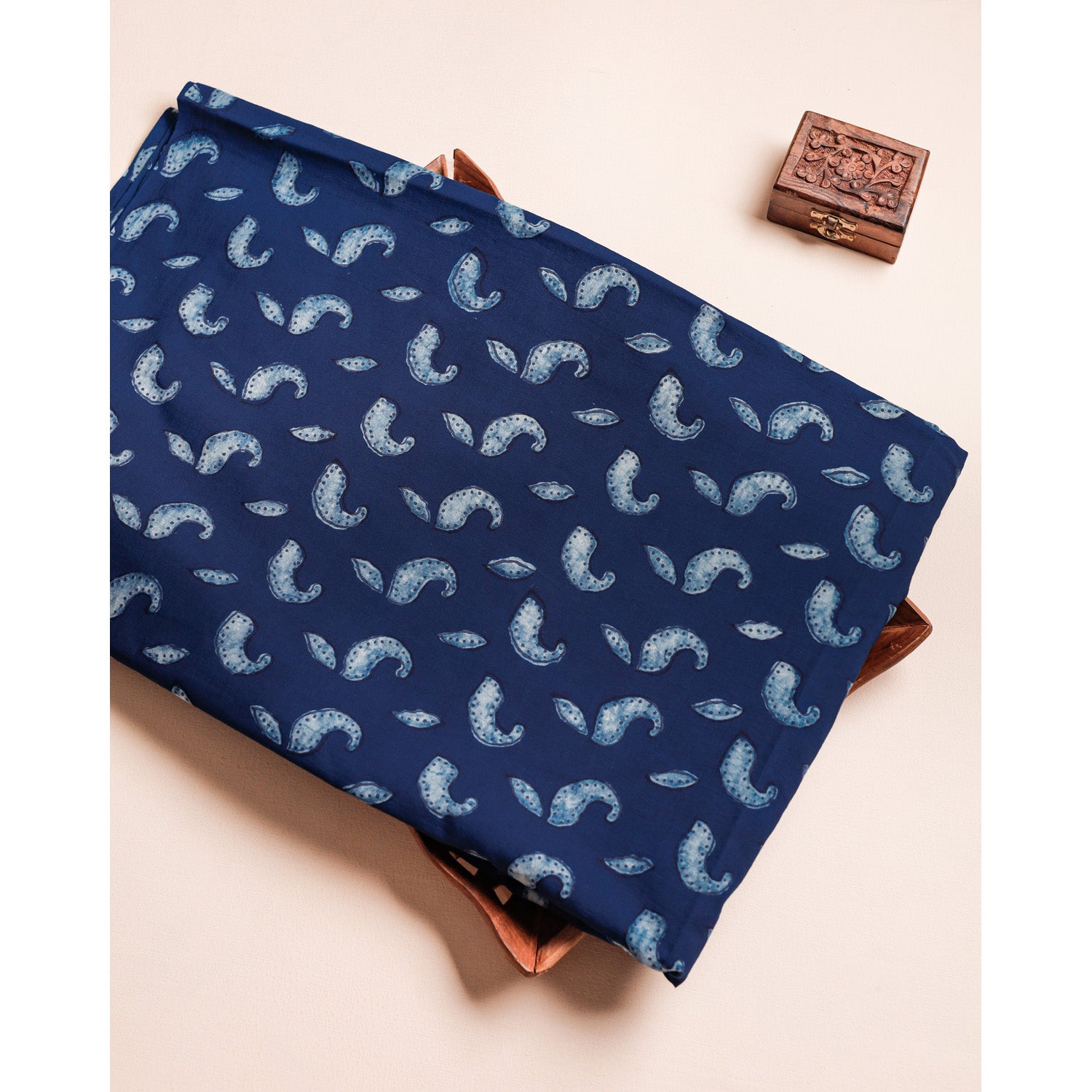 COTTON INDIGO HANDBLOCK PRINTED FABRIC