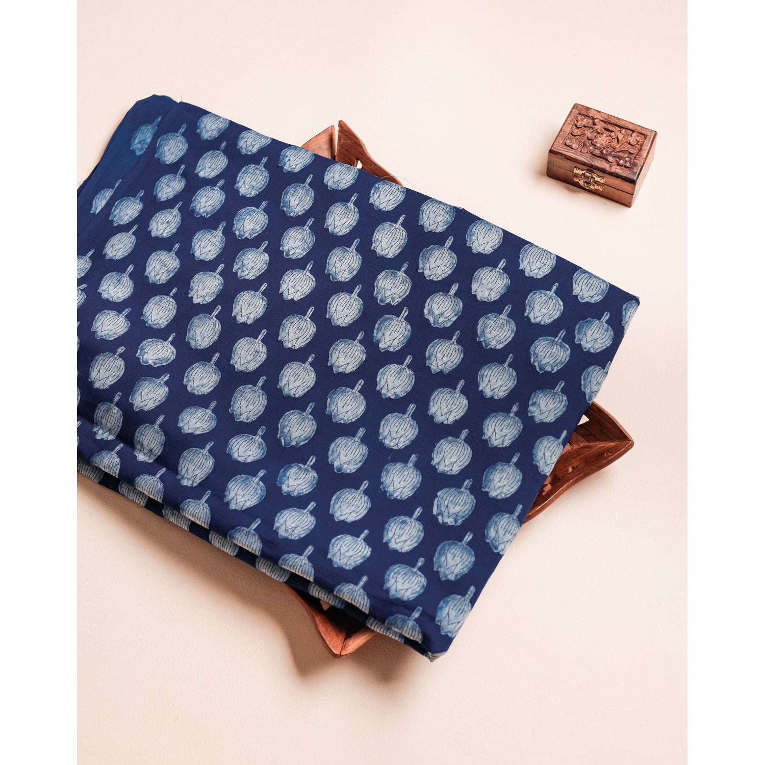 COTTON INDIGO HANDBLOCK PRINTED FABRIC