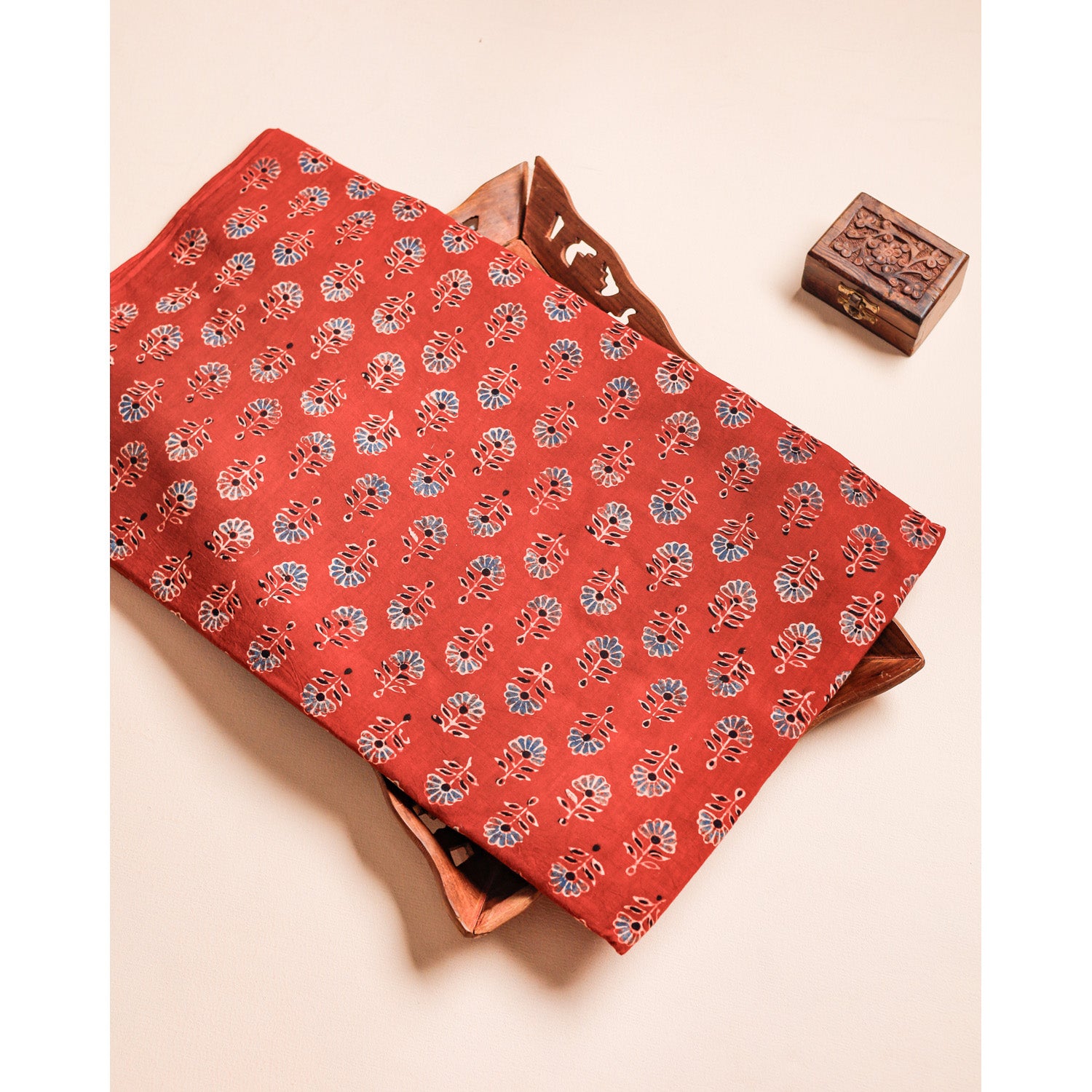 PURE COTTON BLOCK PRINTED AJRAKH FABRIC
