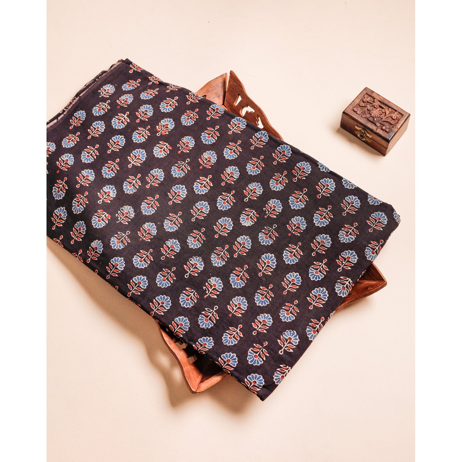 PURE COTTON BLOCK PRINTED AJRAKH FABRIC