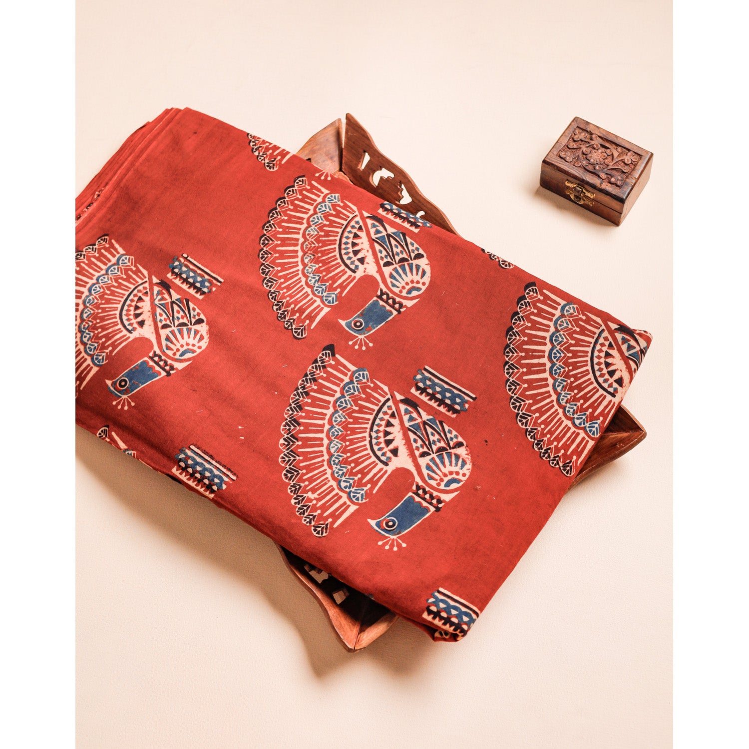 PURE COTTON BLOCK PRINTED AJRAKH FABRIC