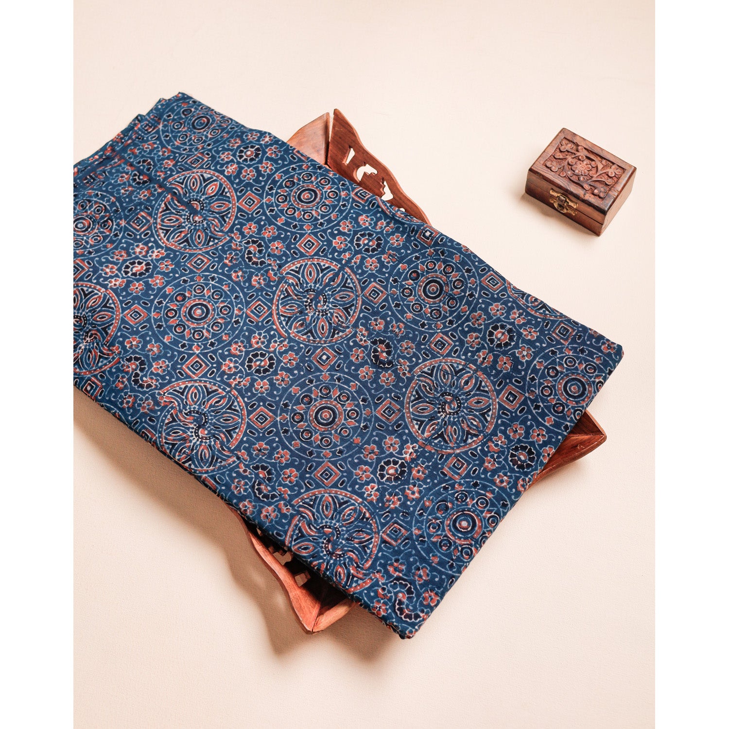 PURE COTTON BLOCK PRINTED AJRAKH FABRIC