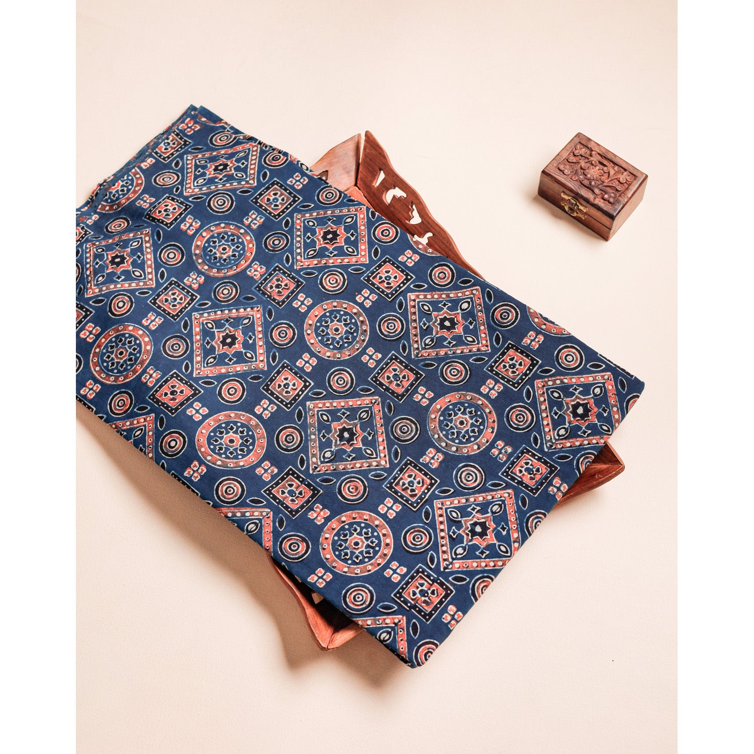 PURE COTTON BLOCK PRINTED AJRAKH FABRIC