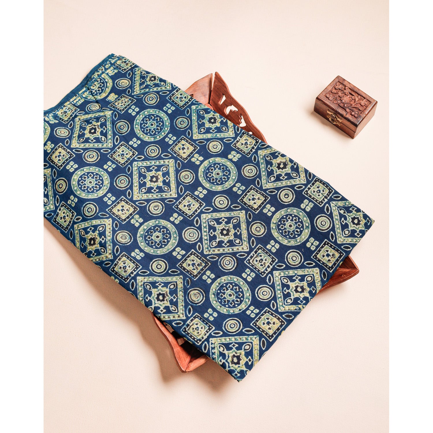 PURE COTTON BLOCK PRINTED AJRAKH FABRIC