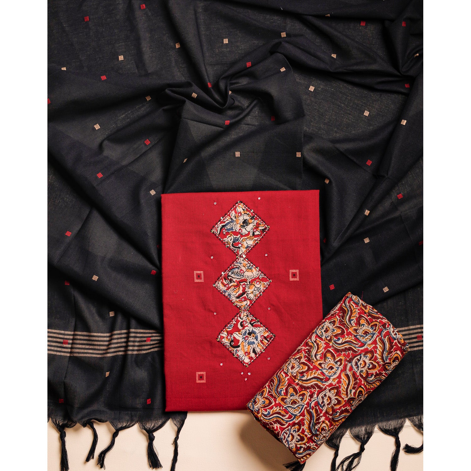 PURE COTTON KALAMKARI PATCHWORK SUIT SET