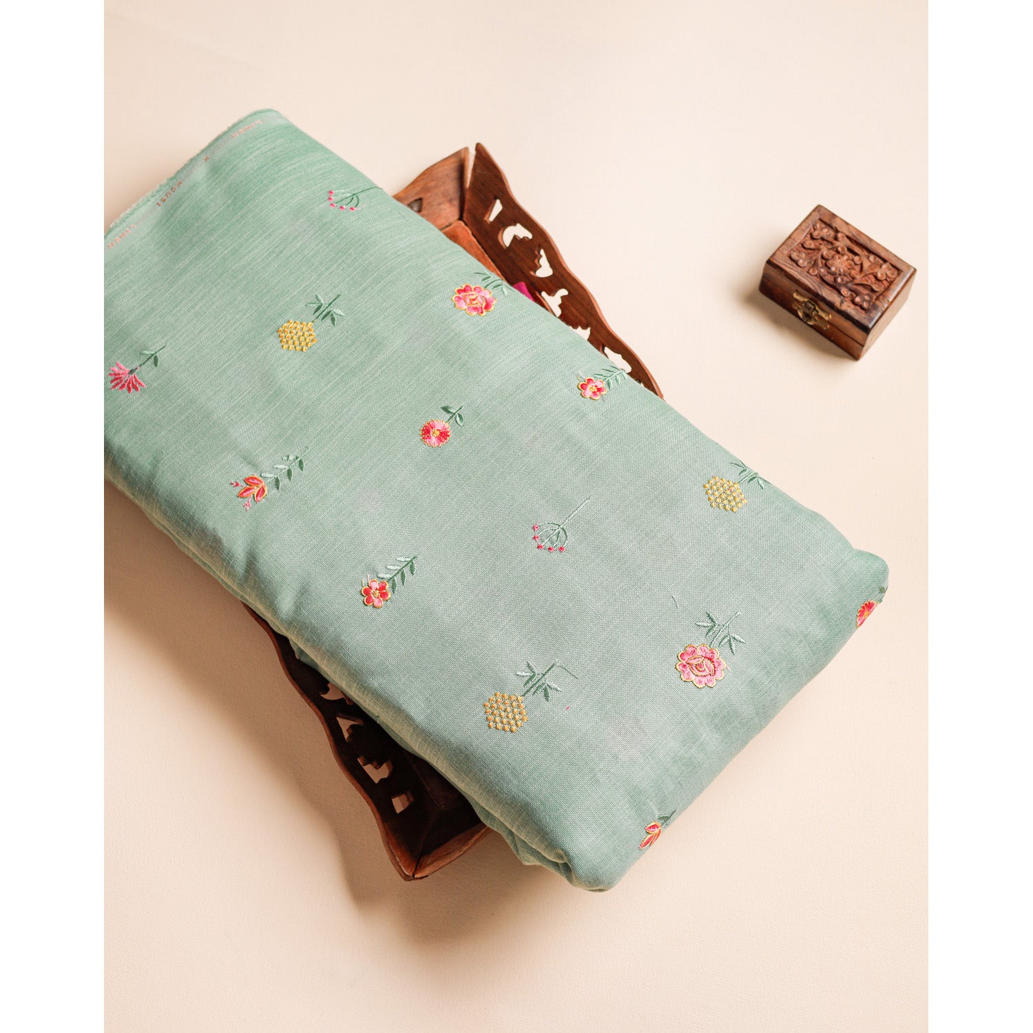 SEMI LINEN EMBROIDERED FABRIC