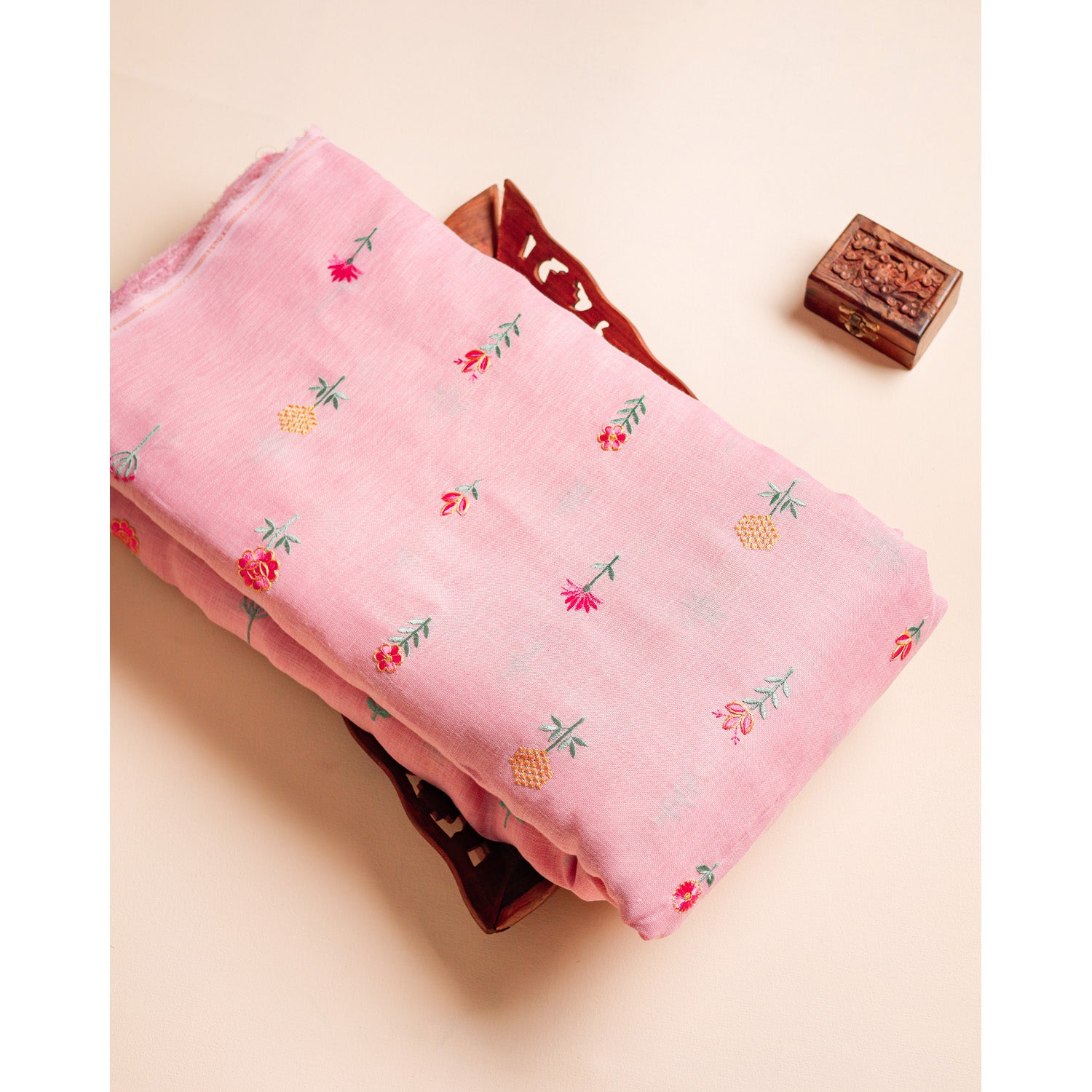 SEMI LINEN EMBROIDERED FABRIC