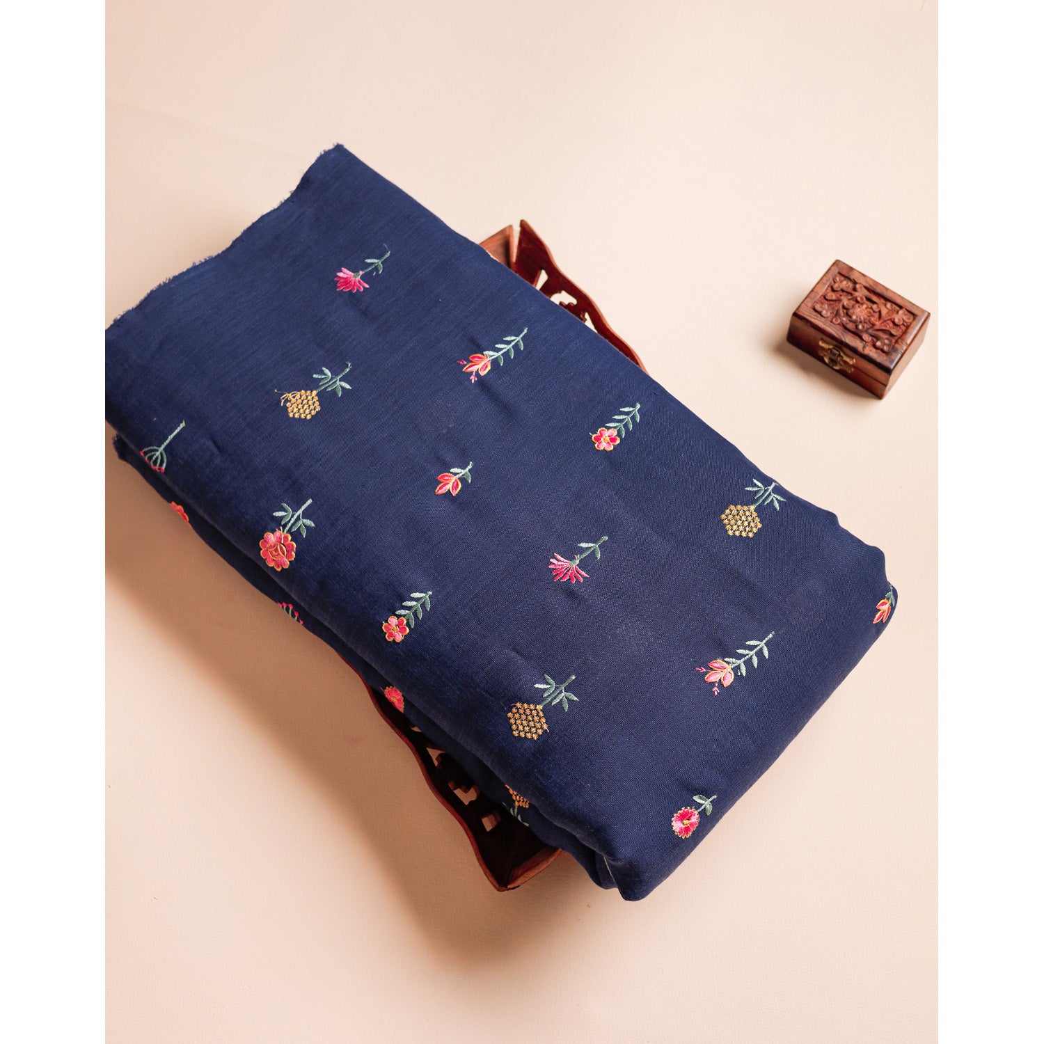 SEMI LINEN EMBROIDERED FABRIC