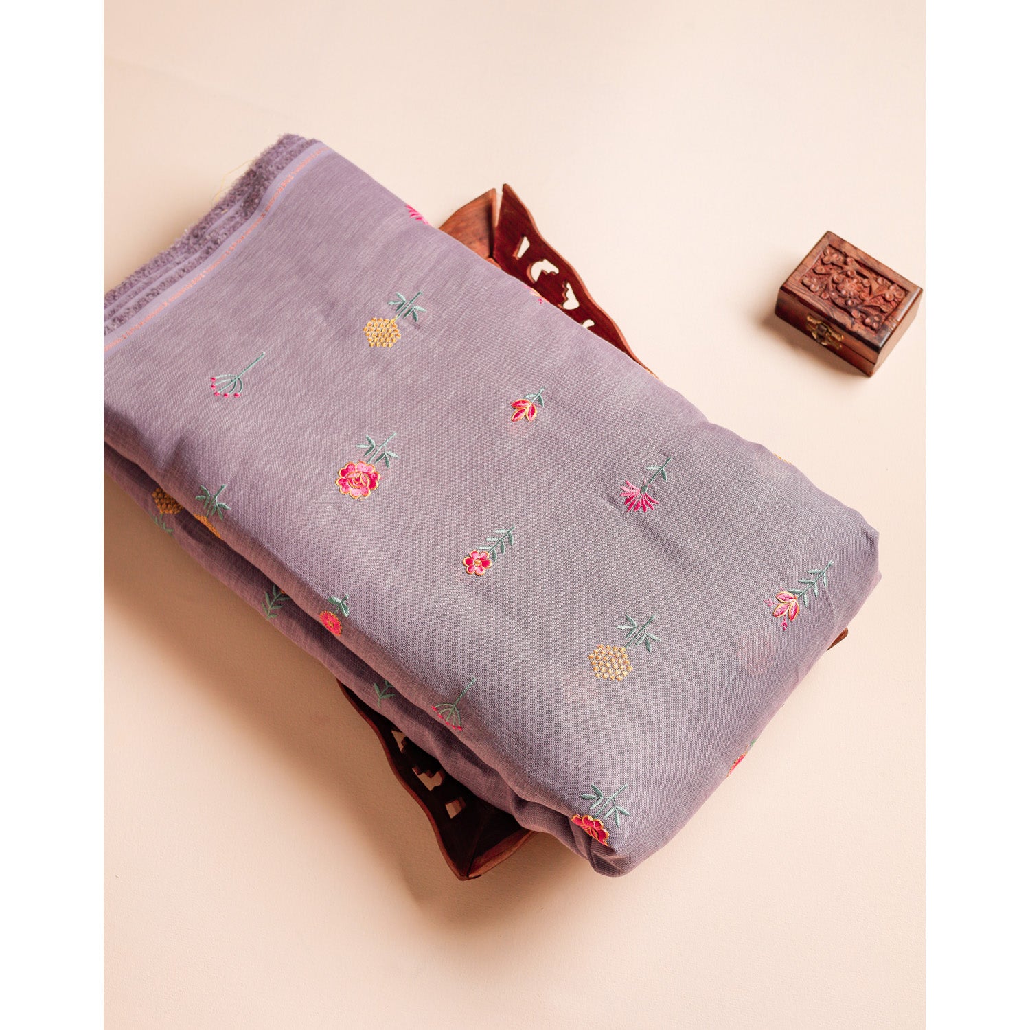 SEMI LINEN EMBROIDERED FABRIC