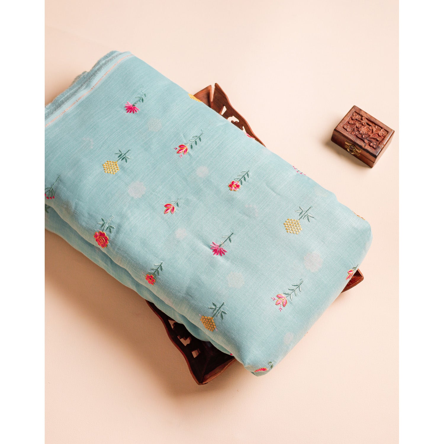 SEMI LINEN EMBROIDERED FABRIC