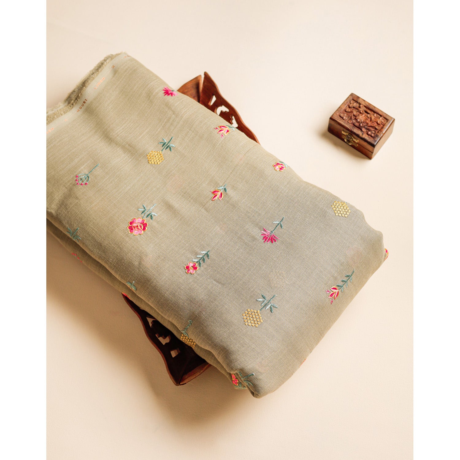 SEMI LINEN EMBROIDERED FABRIC