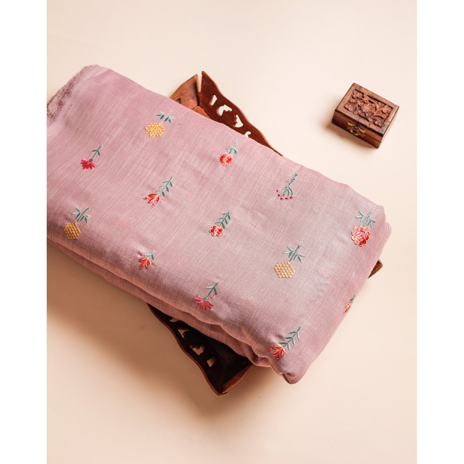 SEMI LINEN EMBROIDERED FABRIC