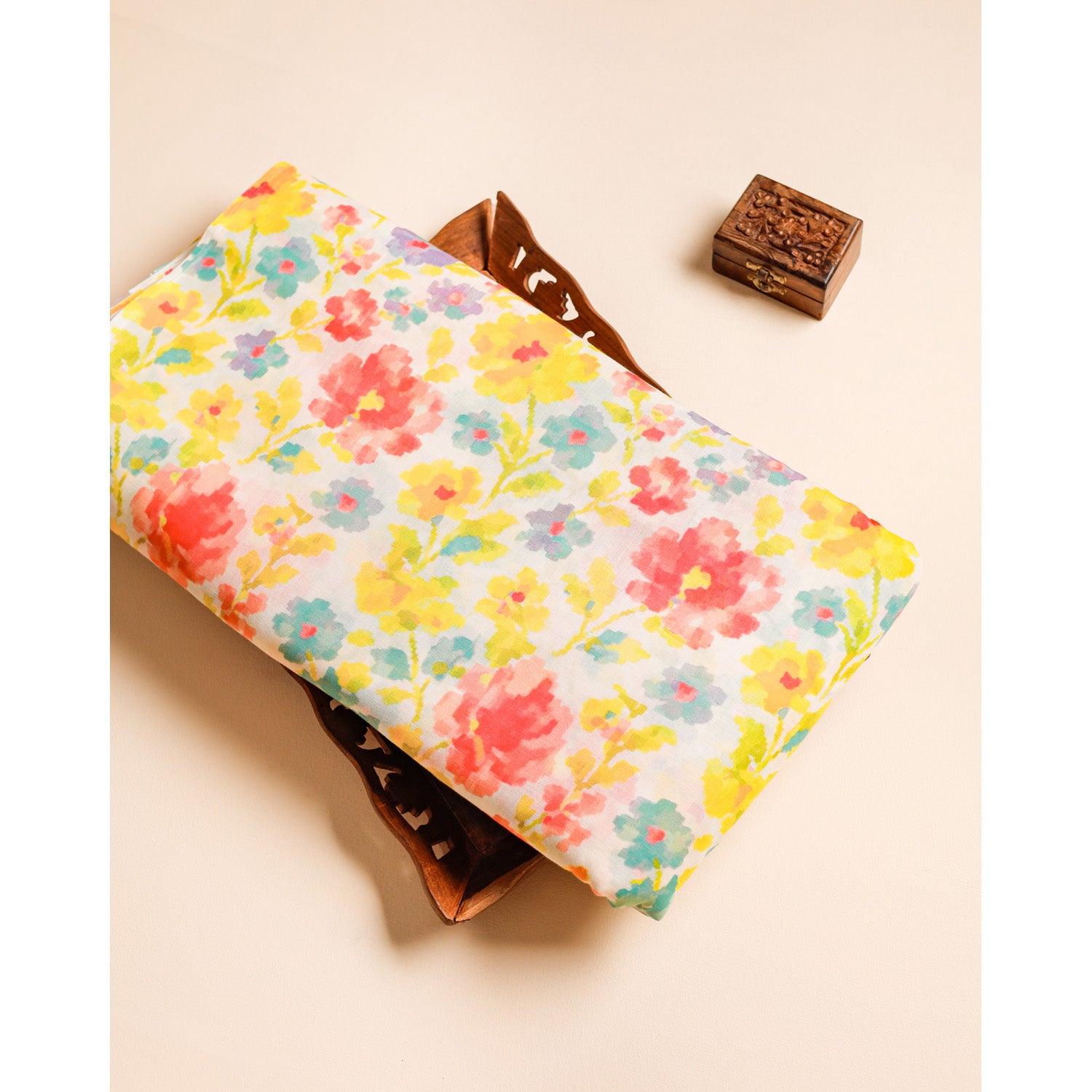 SEMI MUL CHANDERI PRINTED FABRIC