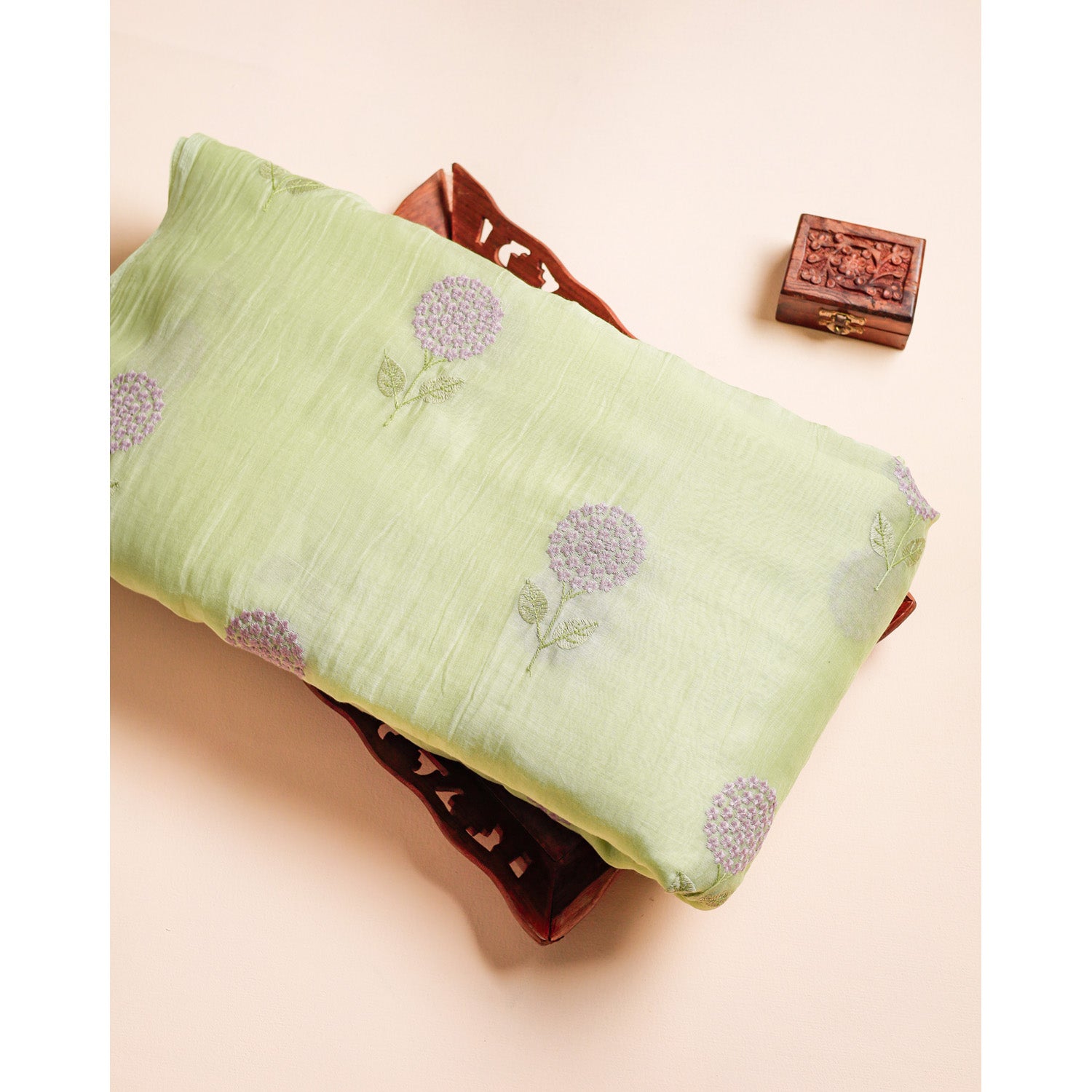 PURE MUL CHANDERI EMBROIDERED FABRIC