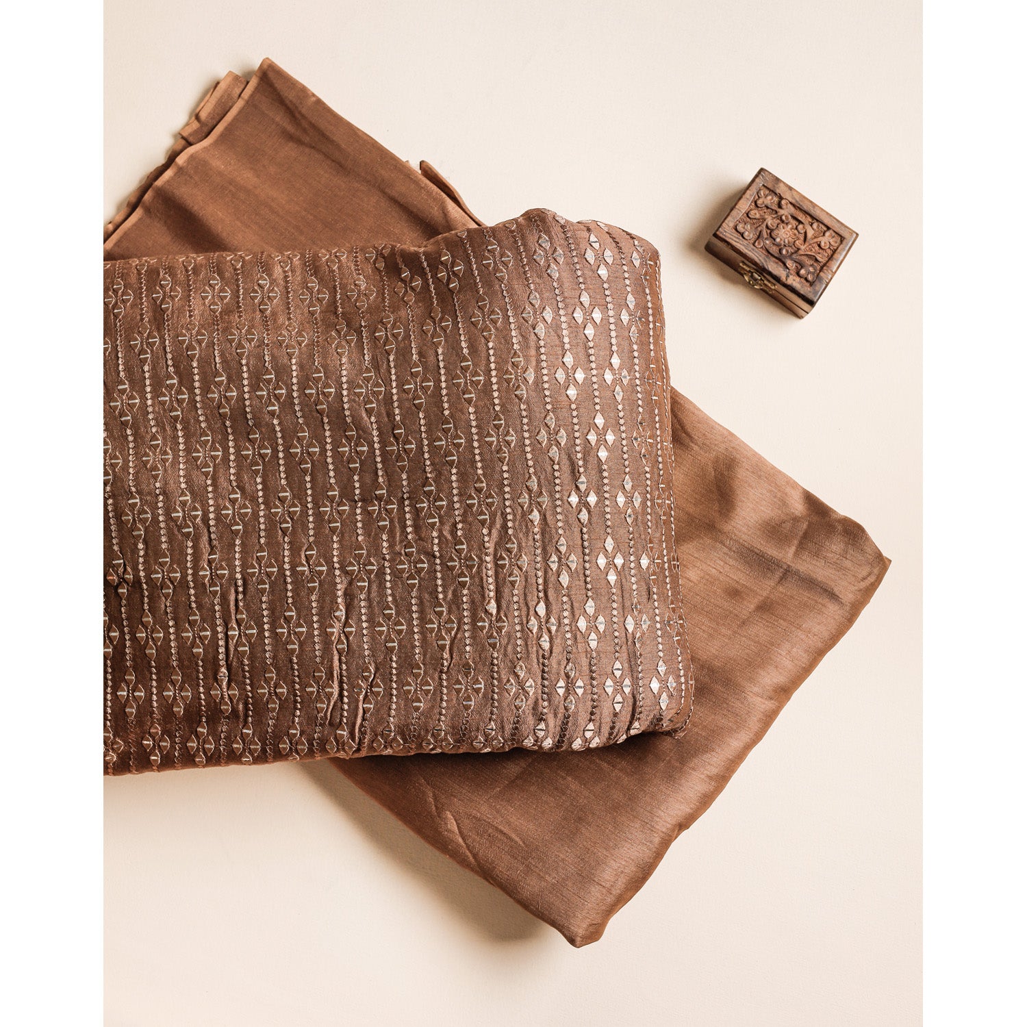 SEMI SILK MIRROR WORK & PLAIN FABRICS