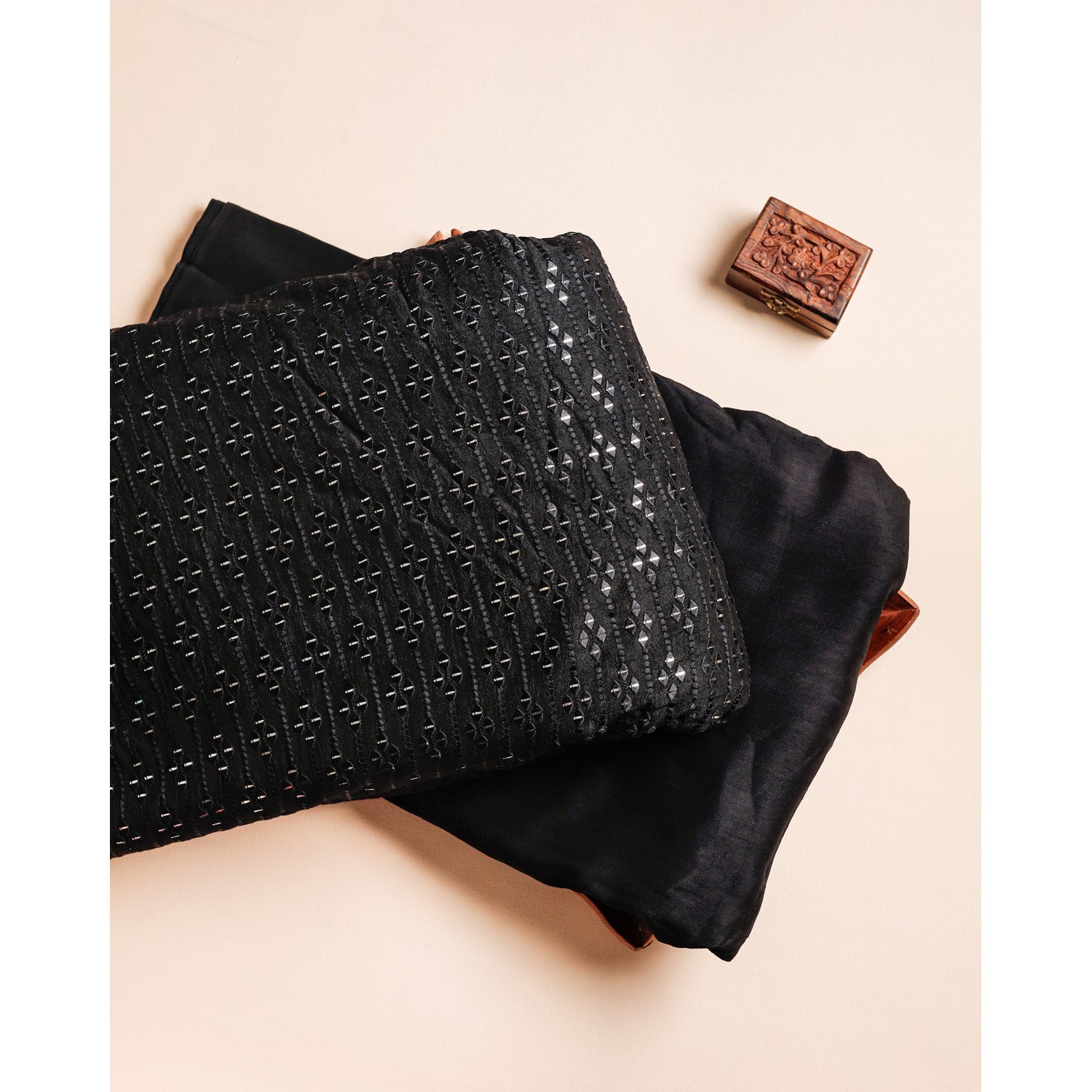 SEMI SILK MIRROR WORK & PLAIN FABRICS