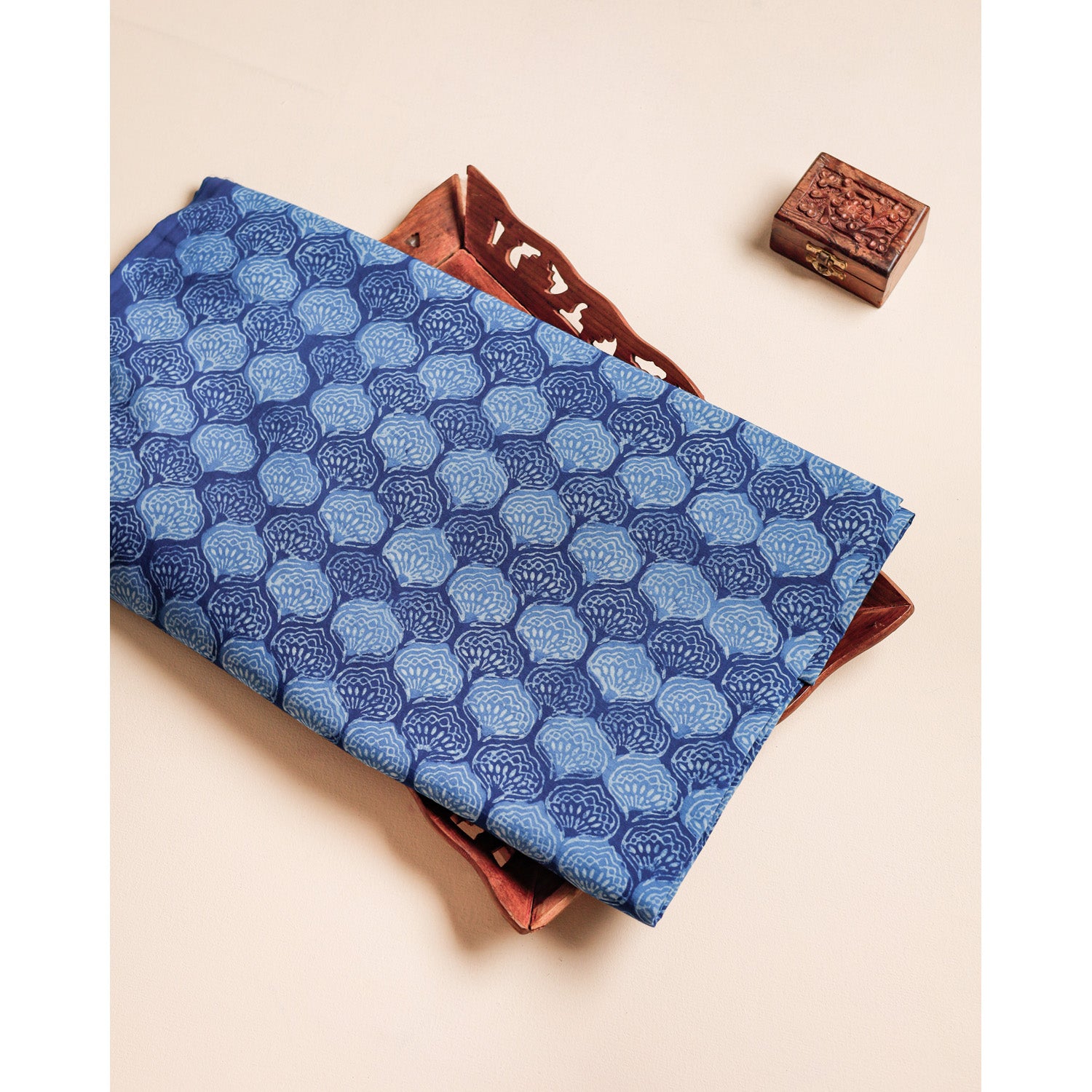 COTTON INDIGO HANDBLOCK PRINTED FABRIC