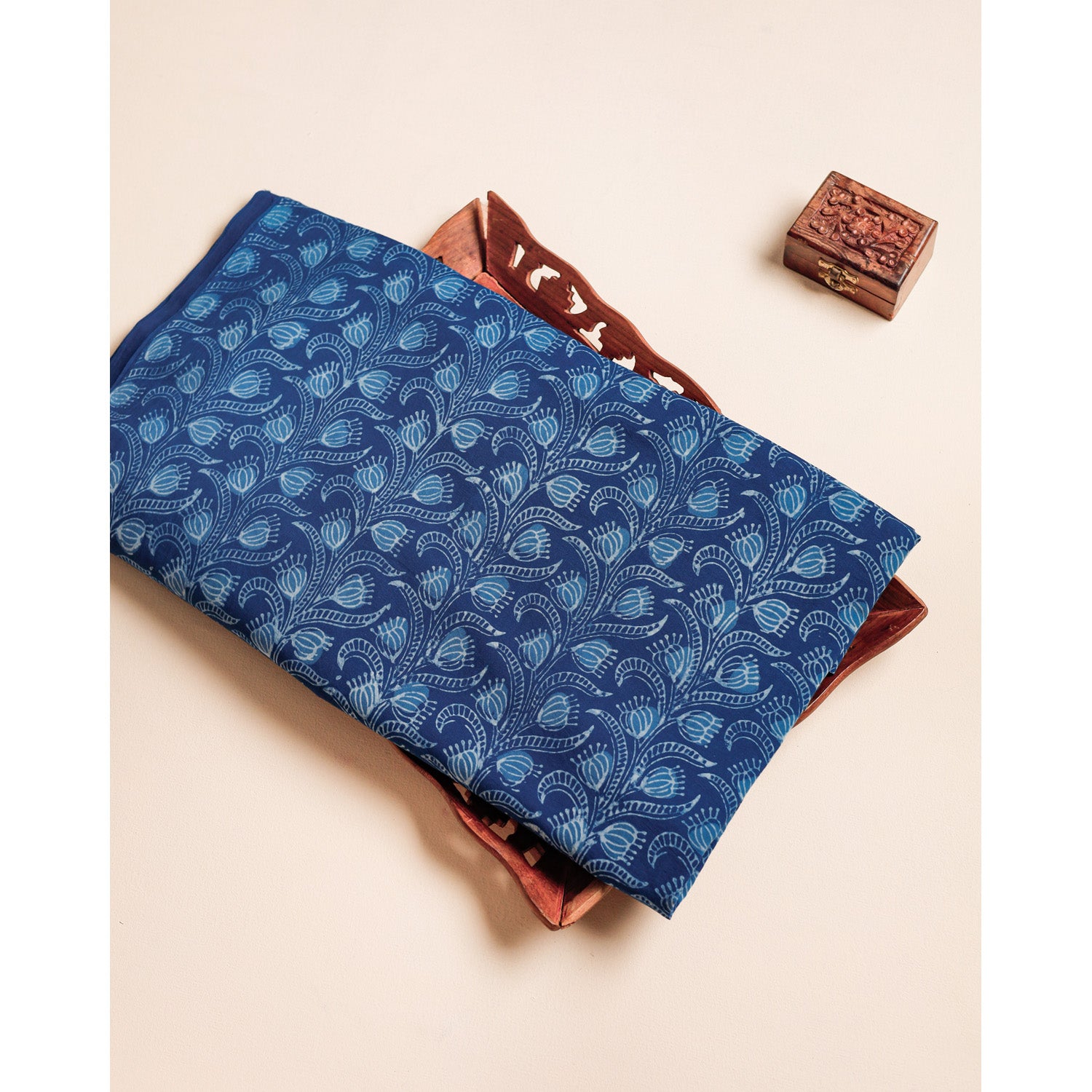 COTTON INDIGO HANDBLOCK PRINTED FABRIC