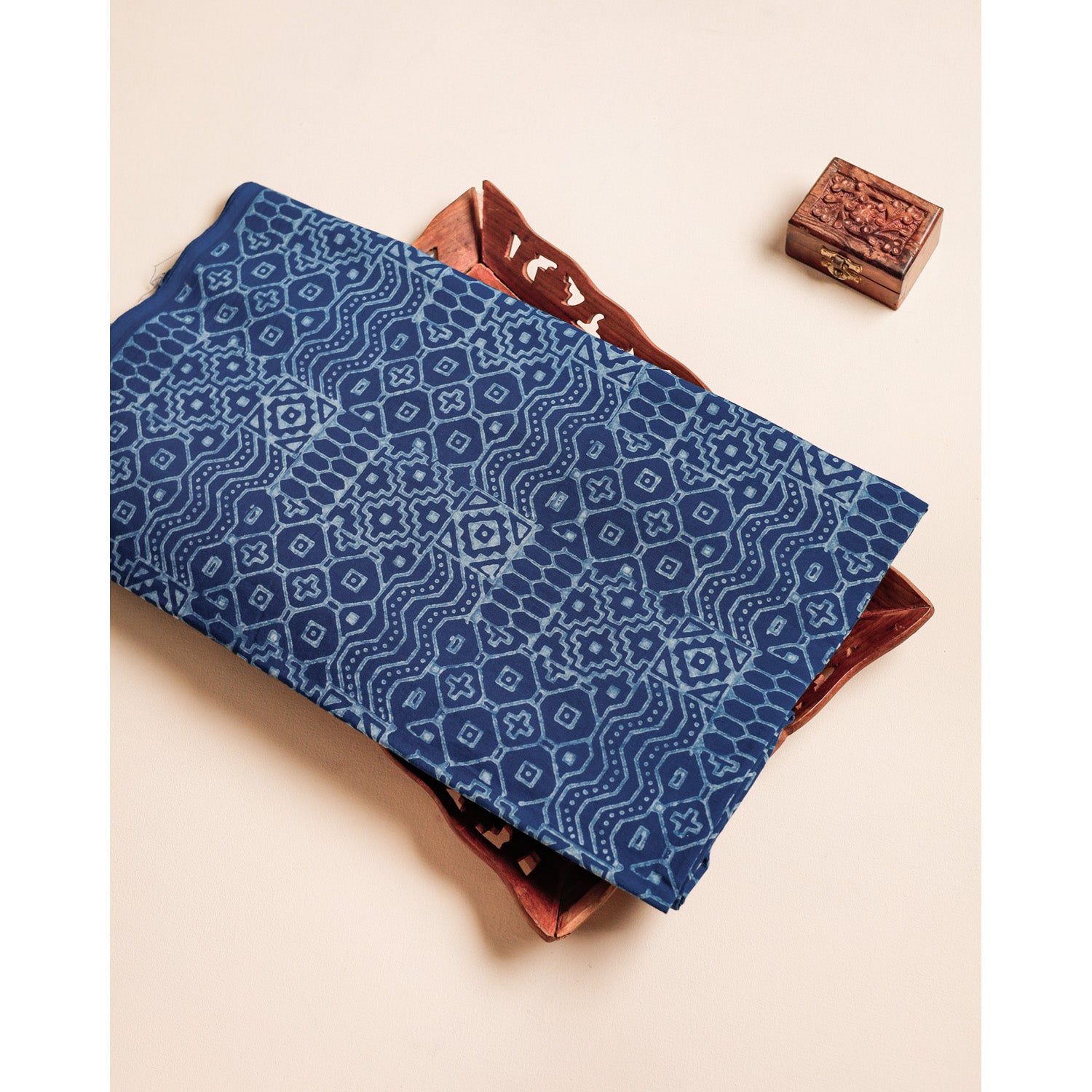 COTTON INDIGO HANDBLOCK PRINTED FABRIC