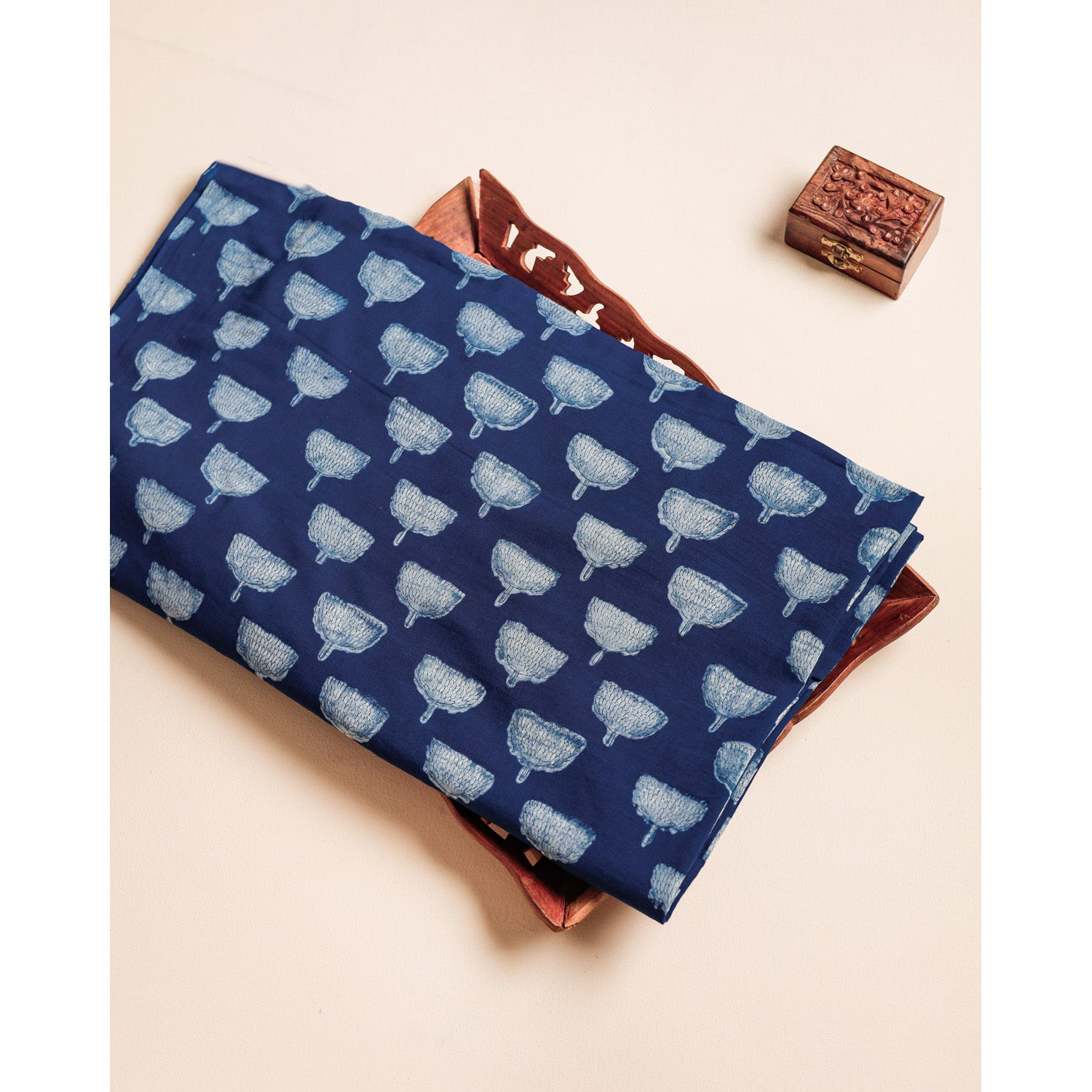 COTTON INDIGO HANDBLOCK PRINTED FABRIC