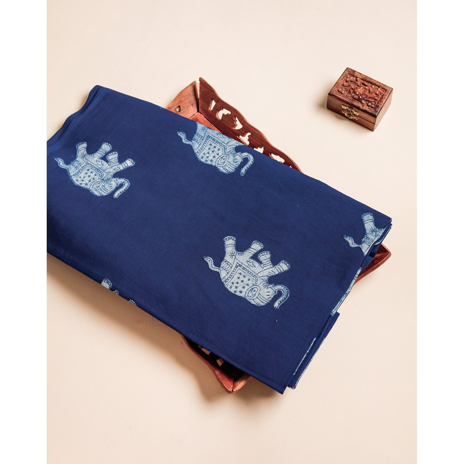 COTTON INDIGO HANDBLOCK PRINTED FABRIC